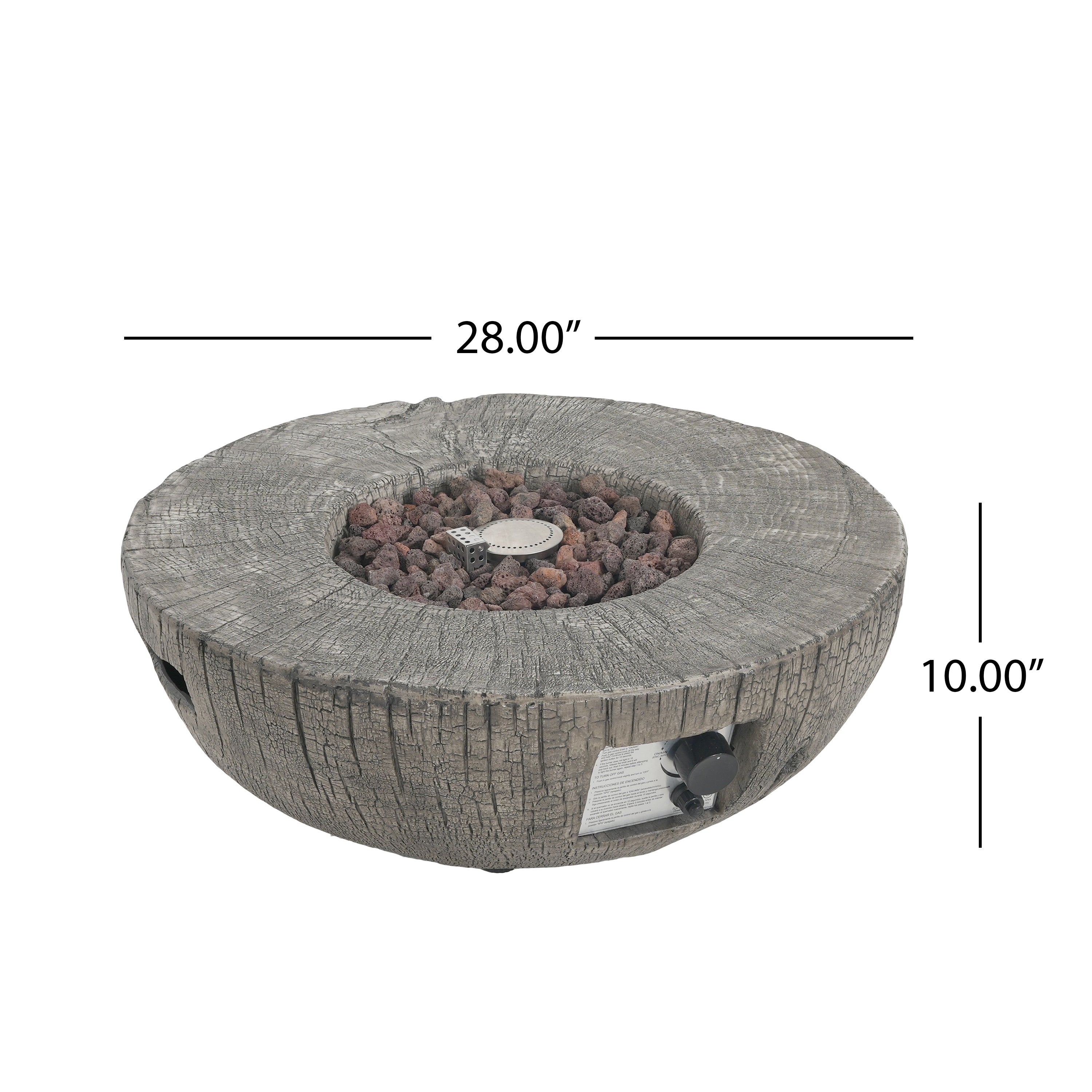 Patio MGO Propane Fire Pit, 30,000 BTU, Light Grey