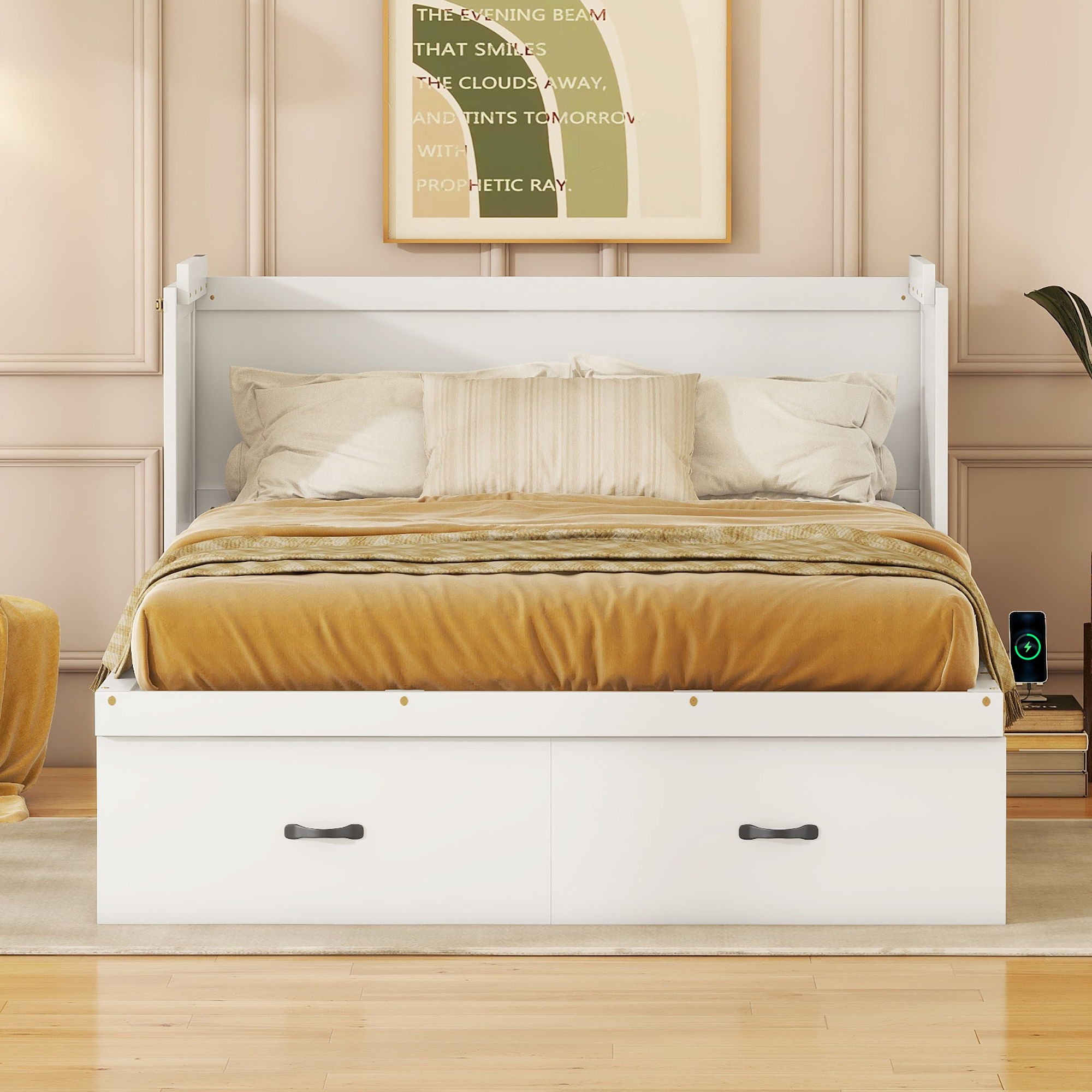 Murphy Bed With USB Port And A Large Drawer