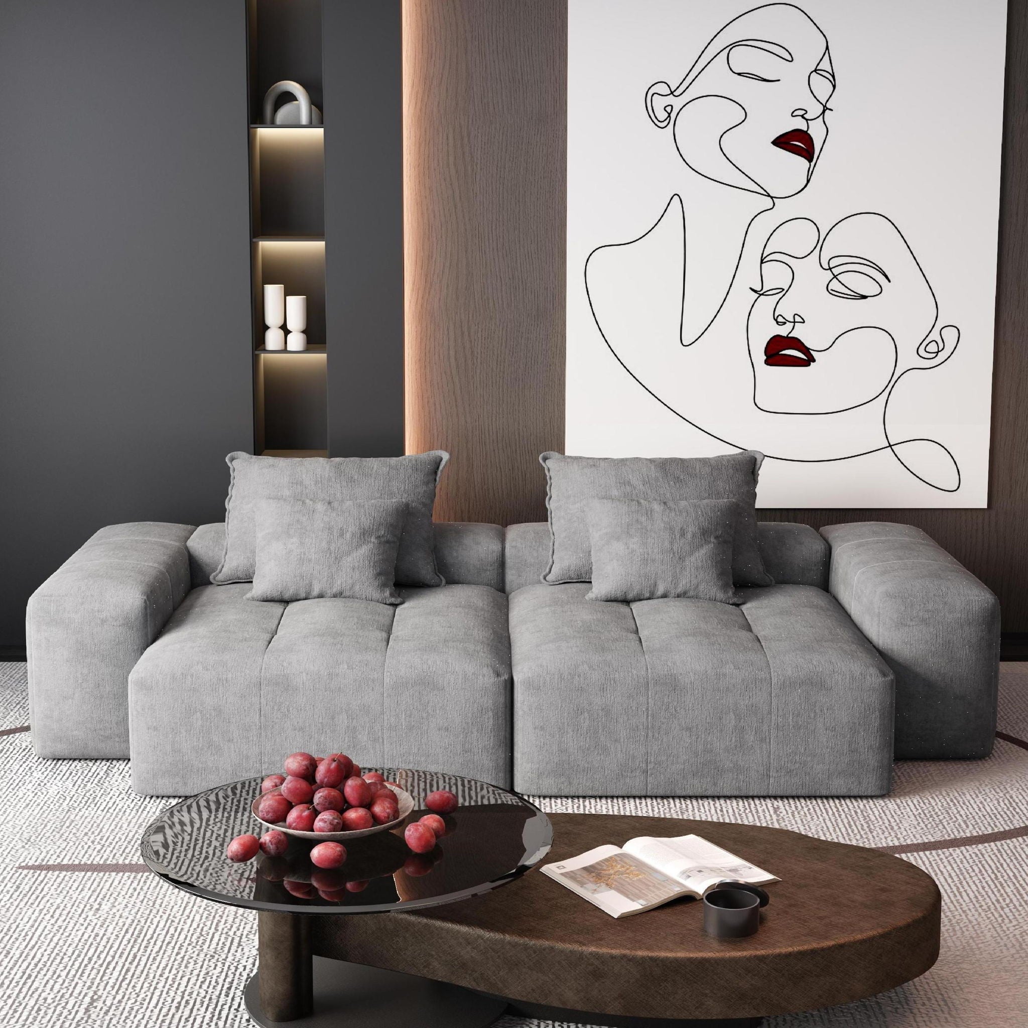 Modern Oversized Diy Combination Modular Sectional Sofa With Pillows