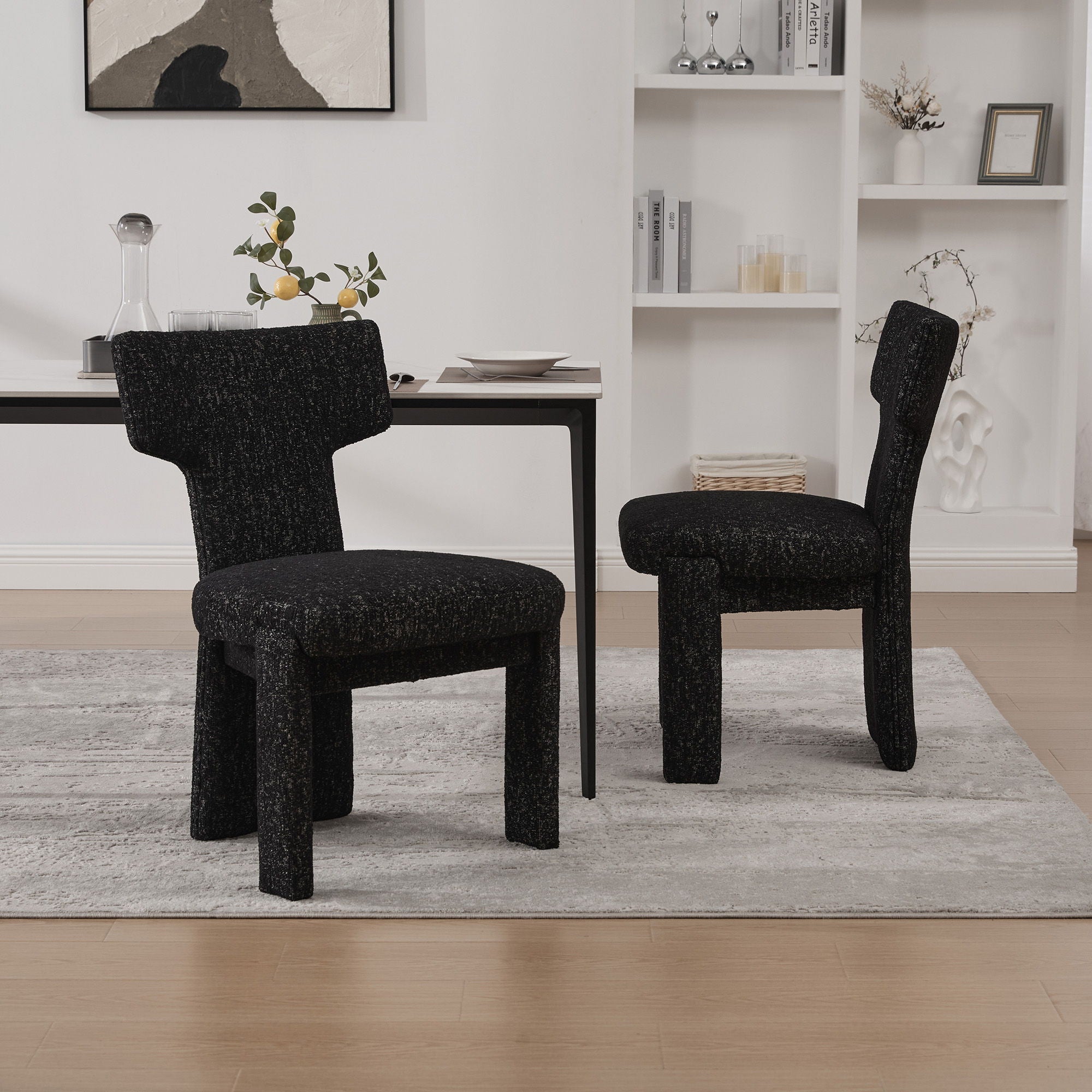 Armless Curved Back Accent Chairs (Set of 2)