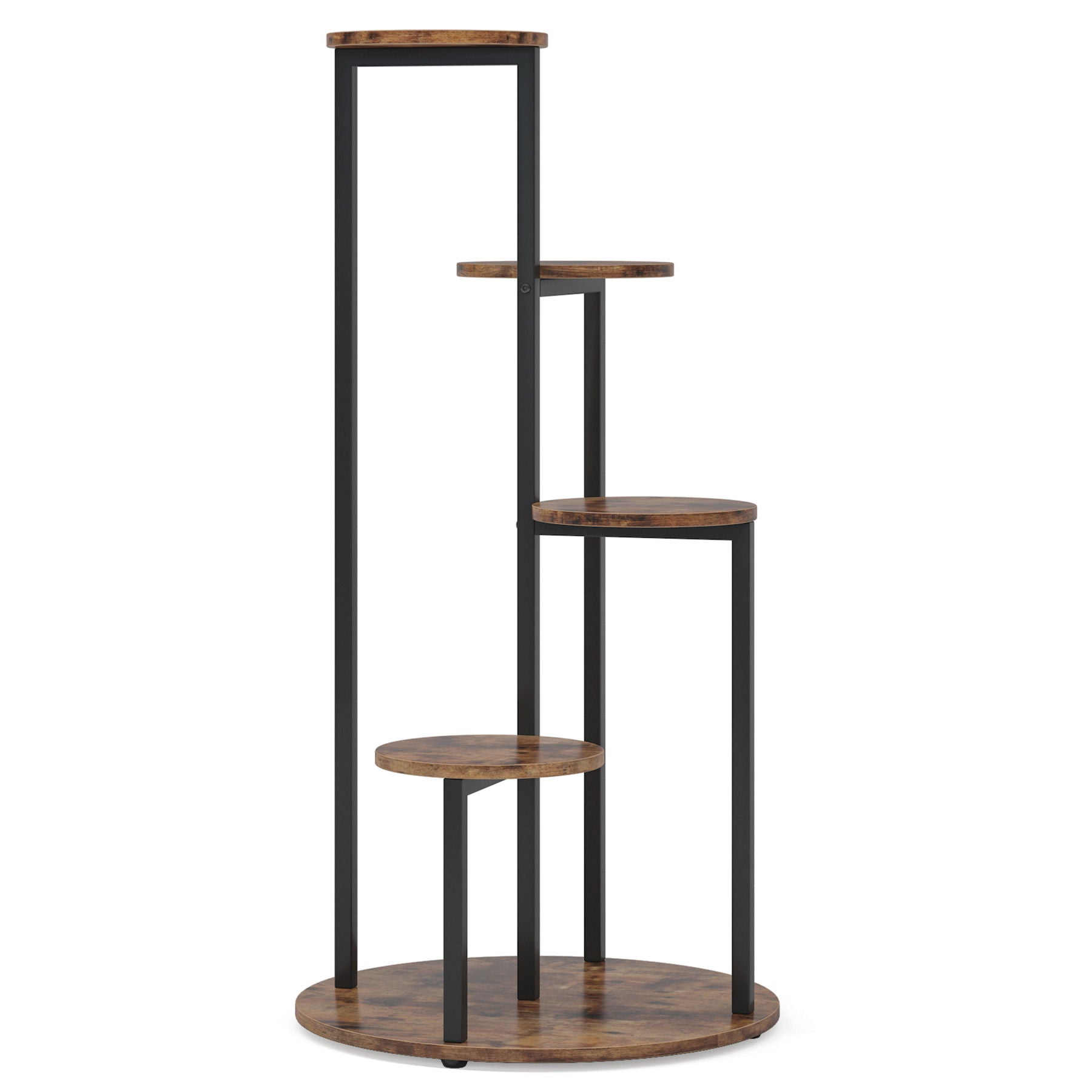 4 Tier Corner Plant Stand For Balcony, Garden & Patio - Rustic Brown