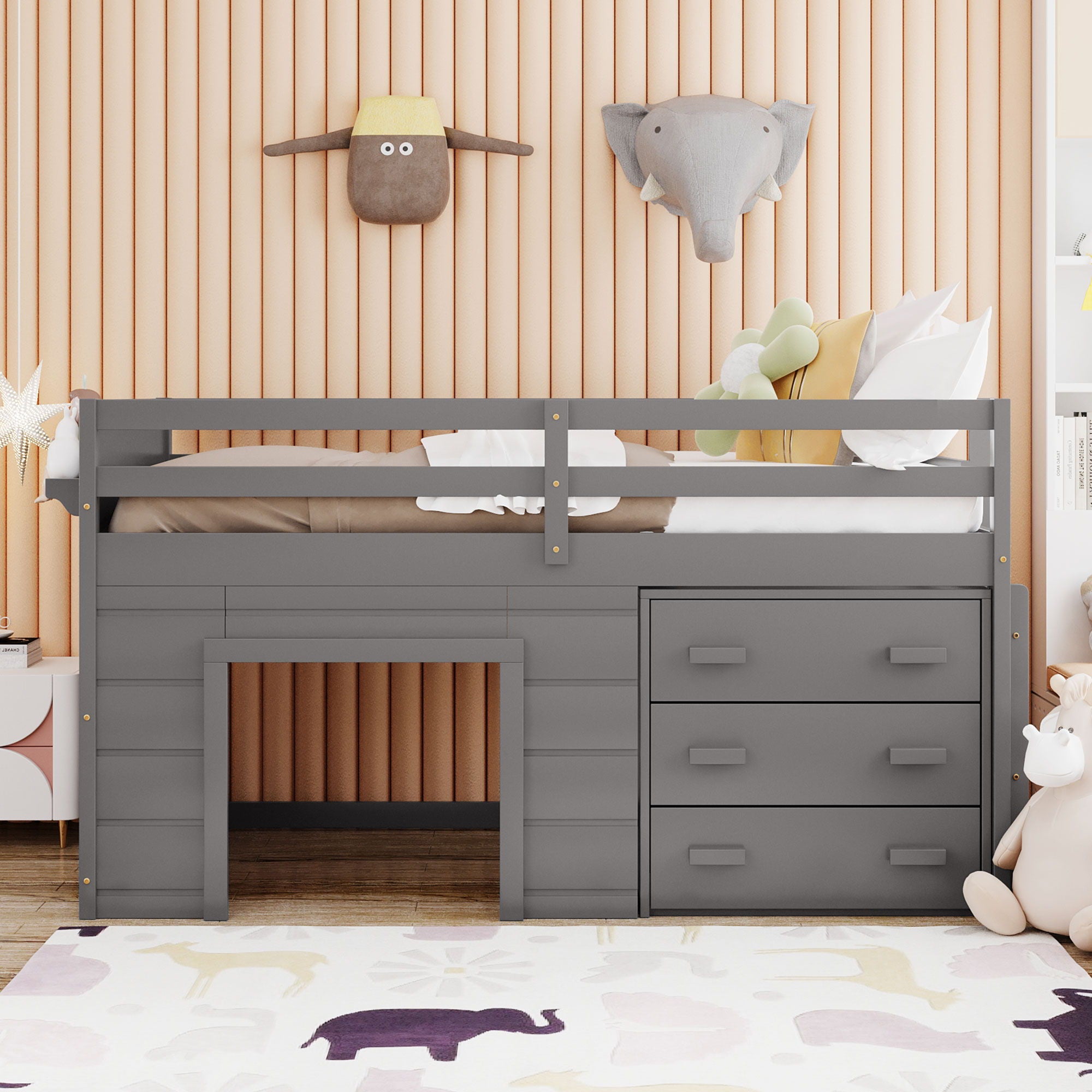 Loft Bed With Cabinet And Shelf
