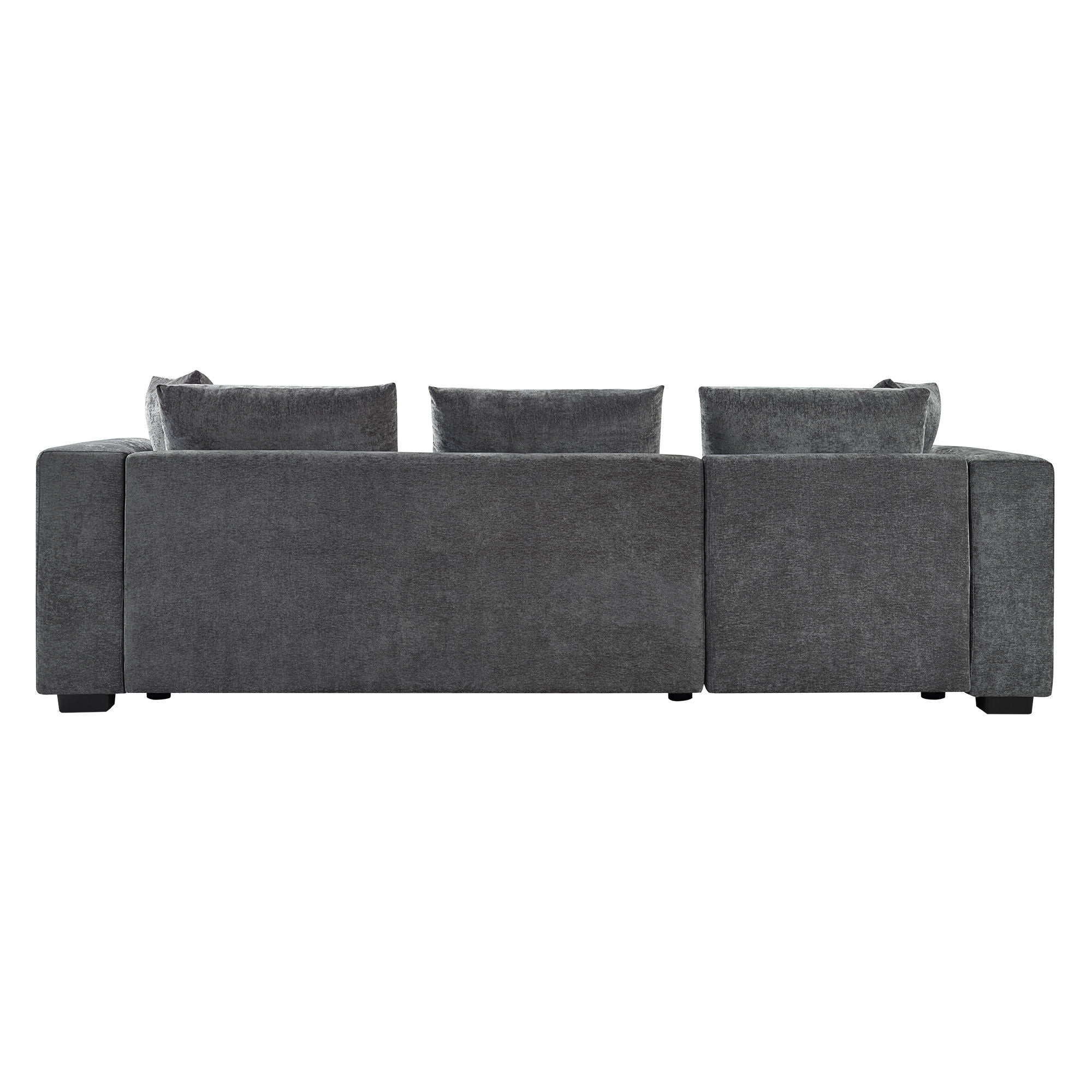 Modern L Shaped Sectional Sofa With Chenille Upholstery And Wooden Storage