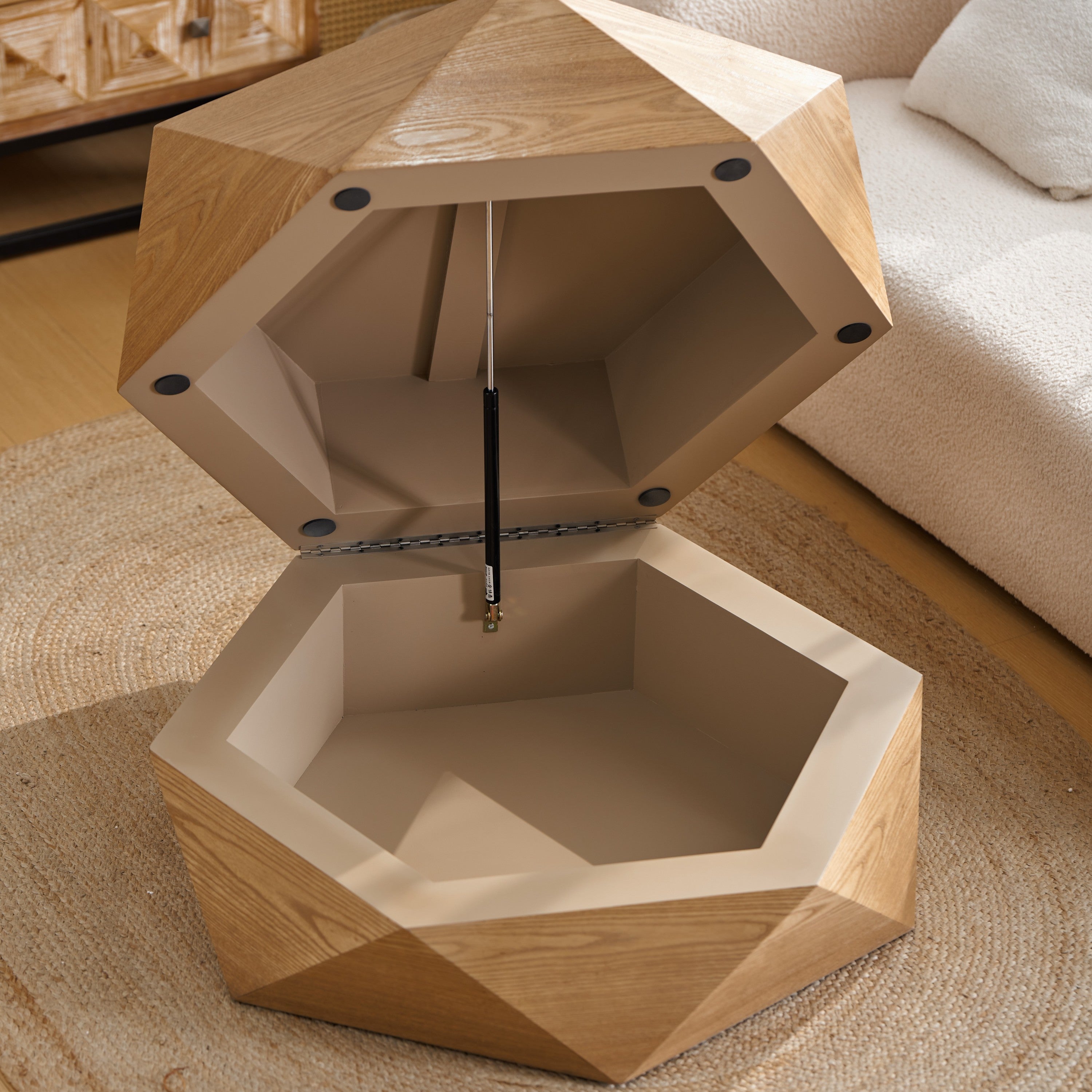 36.61'' Retro Style Polygon Flip Top Coffee Table