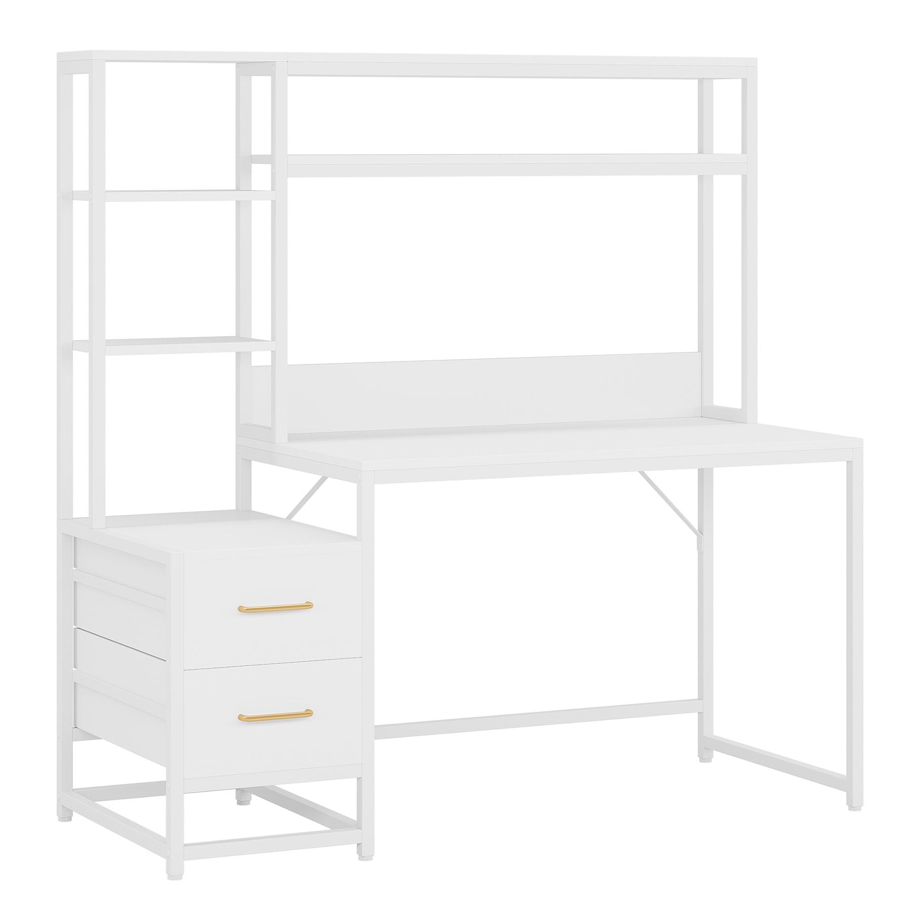 Computer Desk With Hutch, 2 Drawers & Open Shelves