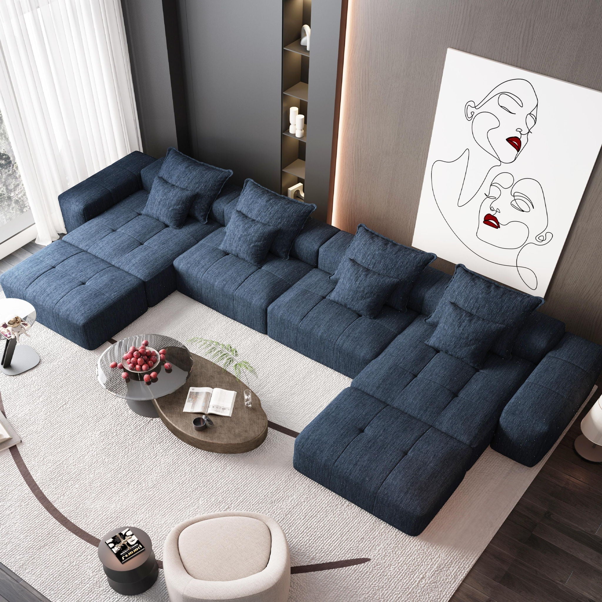 Modern Oversized Diy Combination Modular Sectional Sofa With Pillows