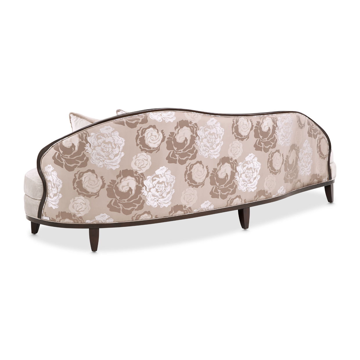Camellia Field - Asymmetrical Velvet Sofa - Beige / Dark Brown
