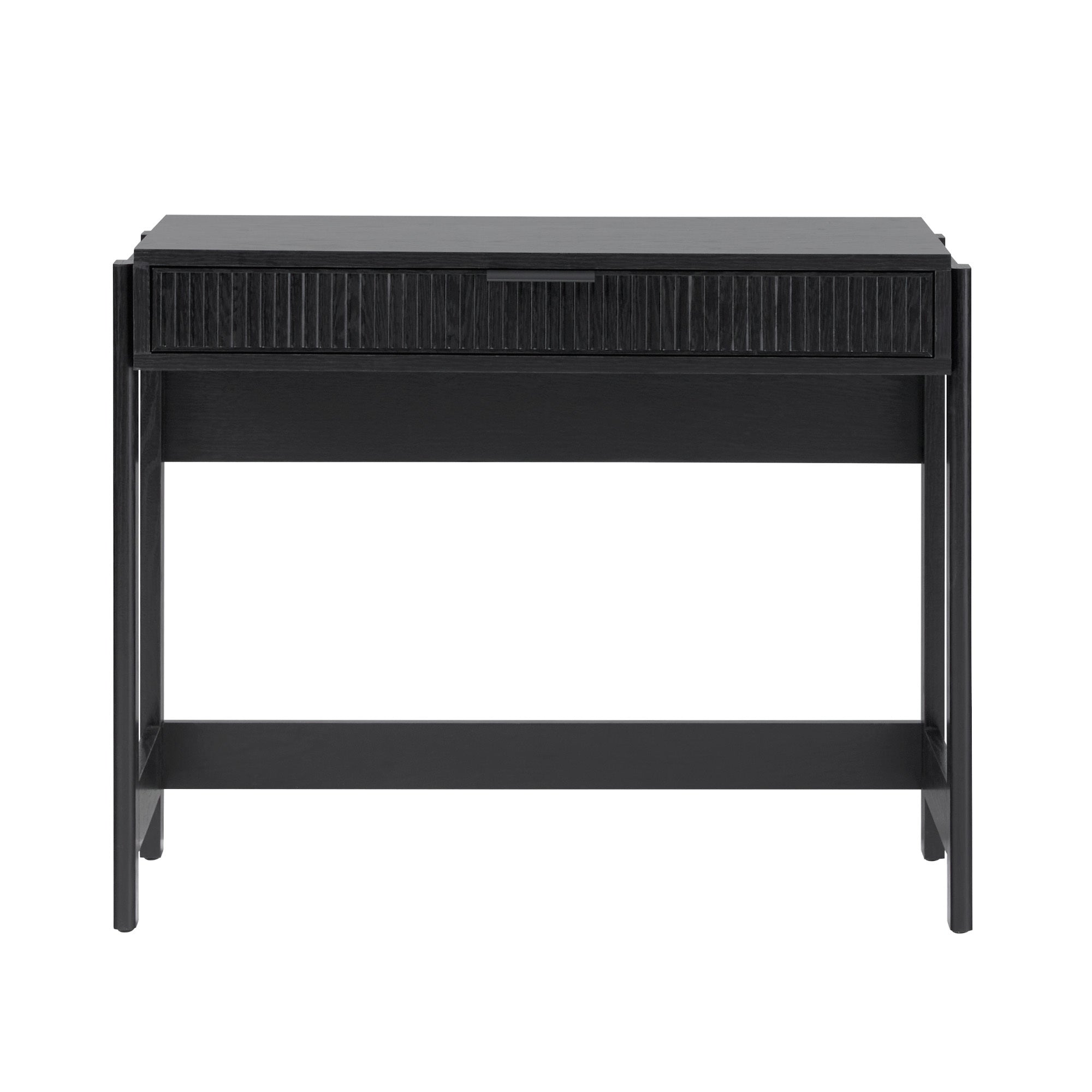 Mid Century Modern Fluted Writing Desk with Drawer Black