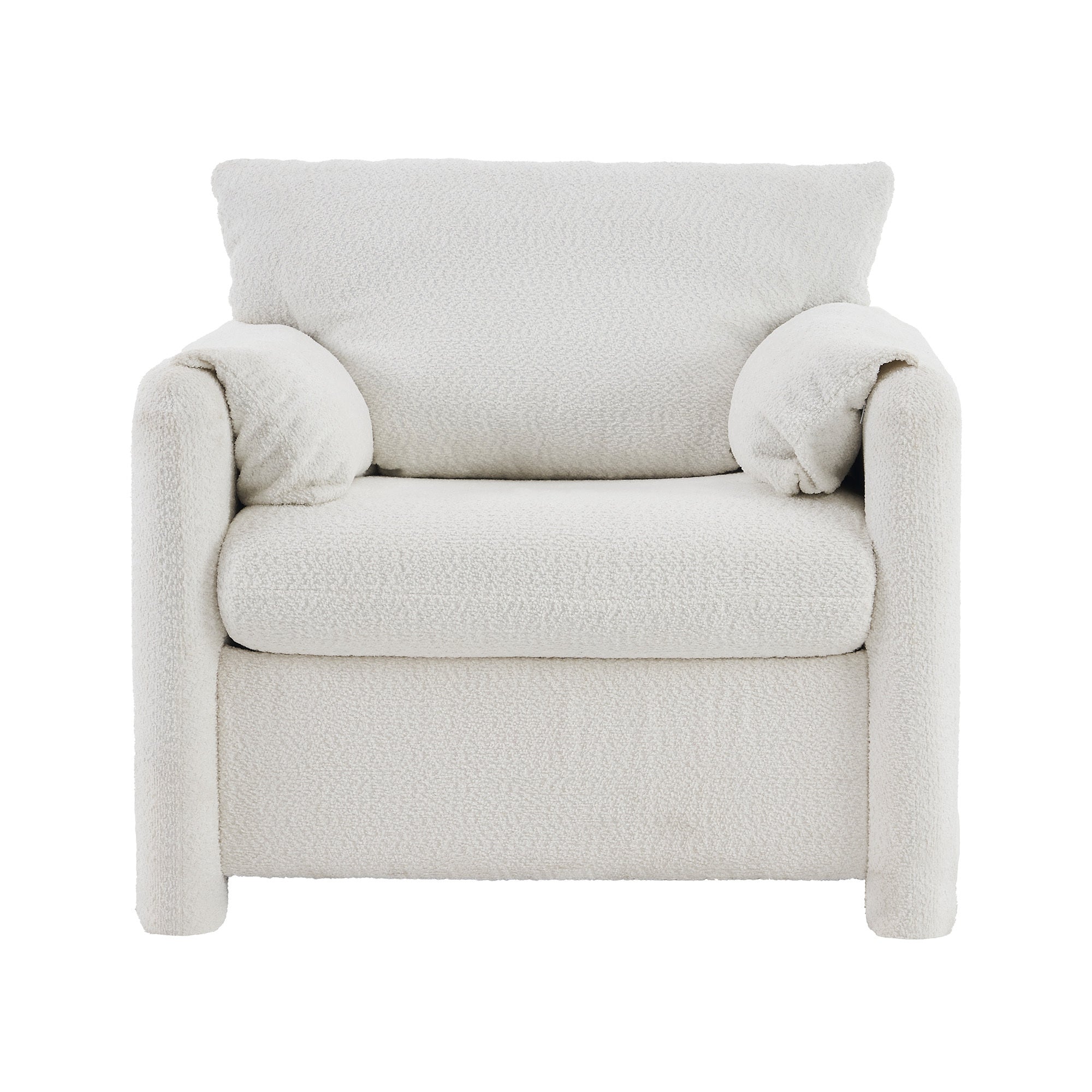 002 Fixed-Modern Accent Chair Single Seater Ivory White