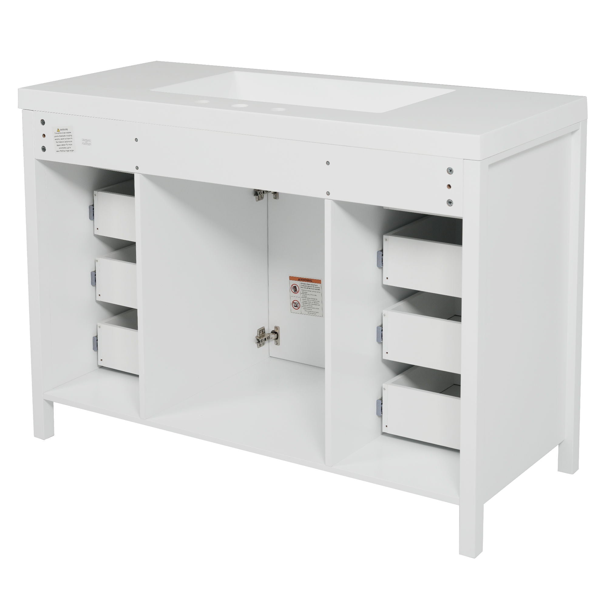 Bathroom Vanity With Sink, 2 Doors 8 Drawers, Soft Close System, Classic Design