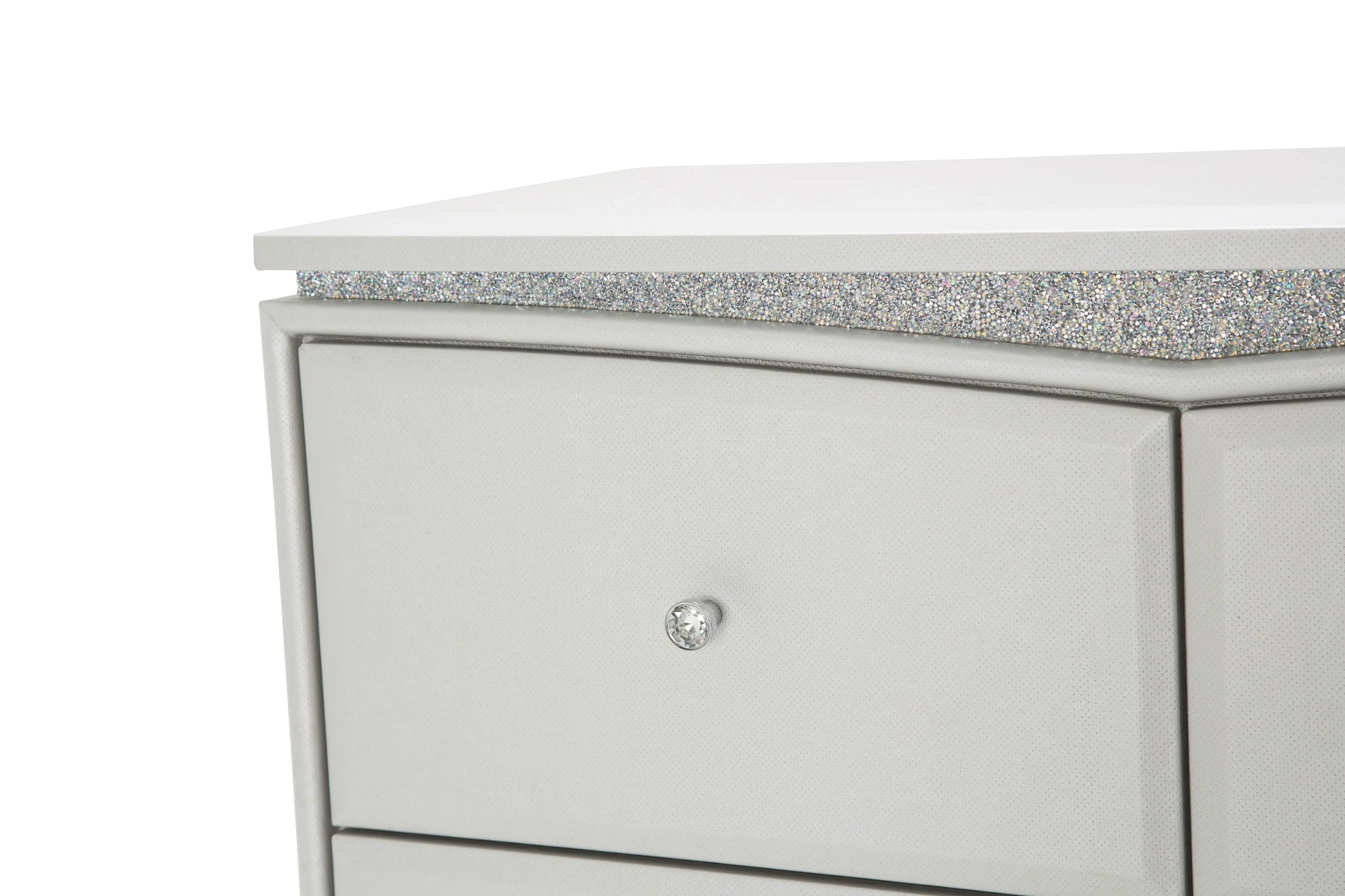 Melrose Plaza - Upholstered 5-Drawer Chest - Dove - Best Buy Furniture