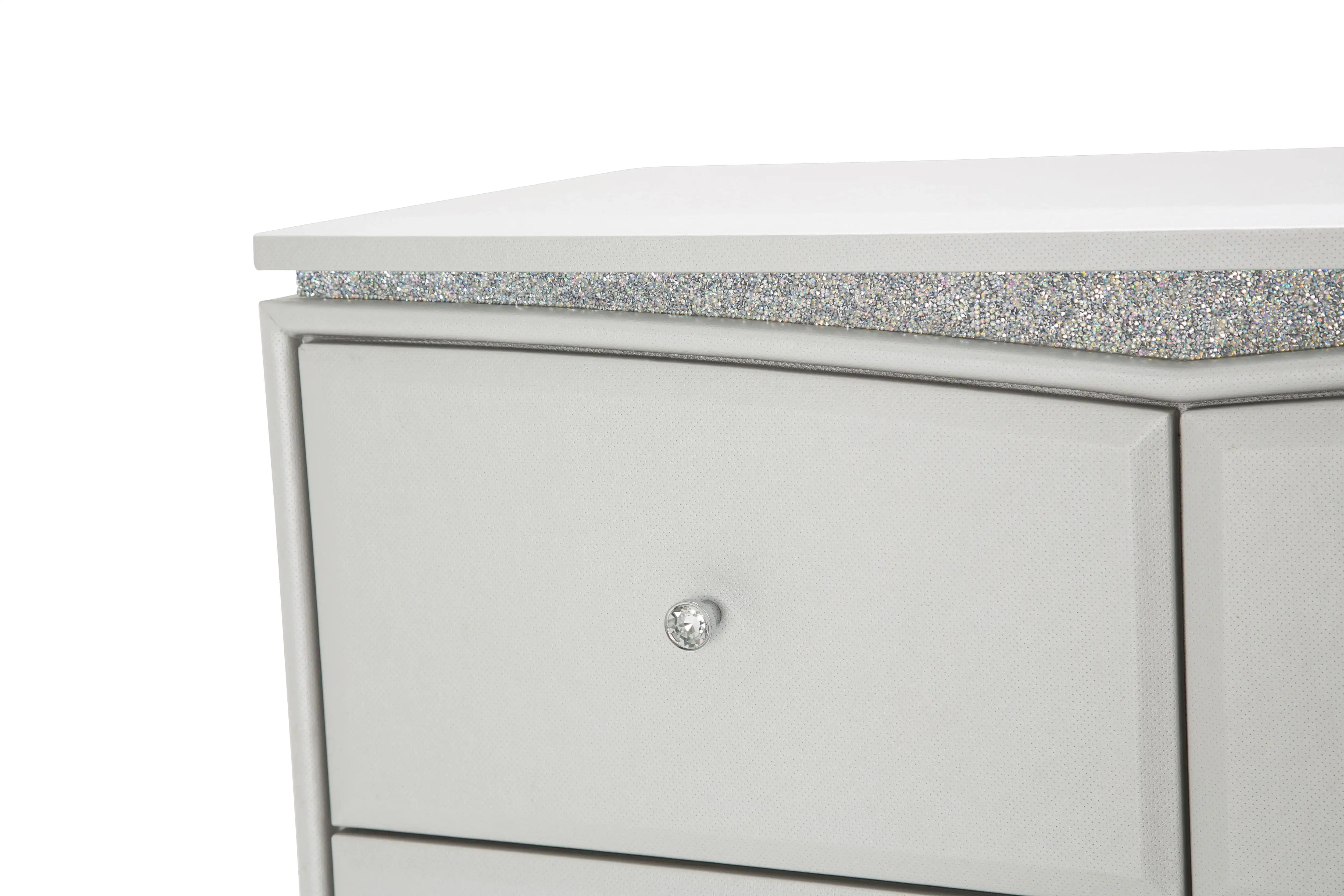 Melrose Plaza - Upholstered 5-Drawer Chest - Dove - Best Buy Furniture
