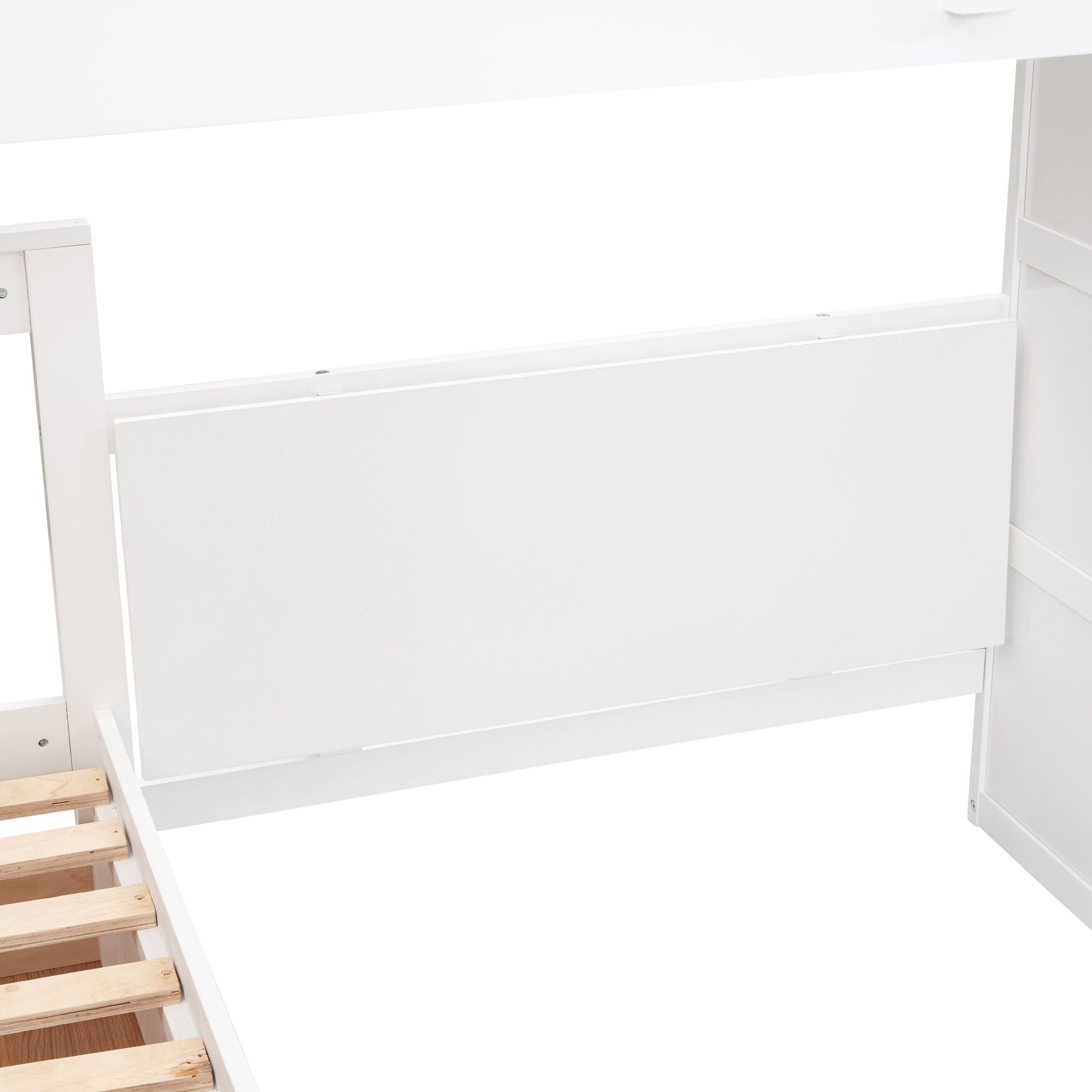 L Shaped Bunk Bed With 3 Drawers, Portable Desk And Wardrobe