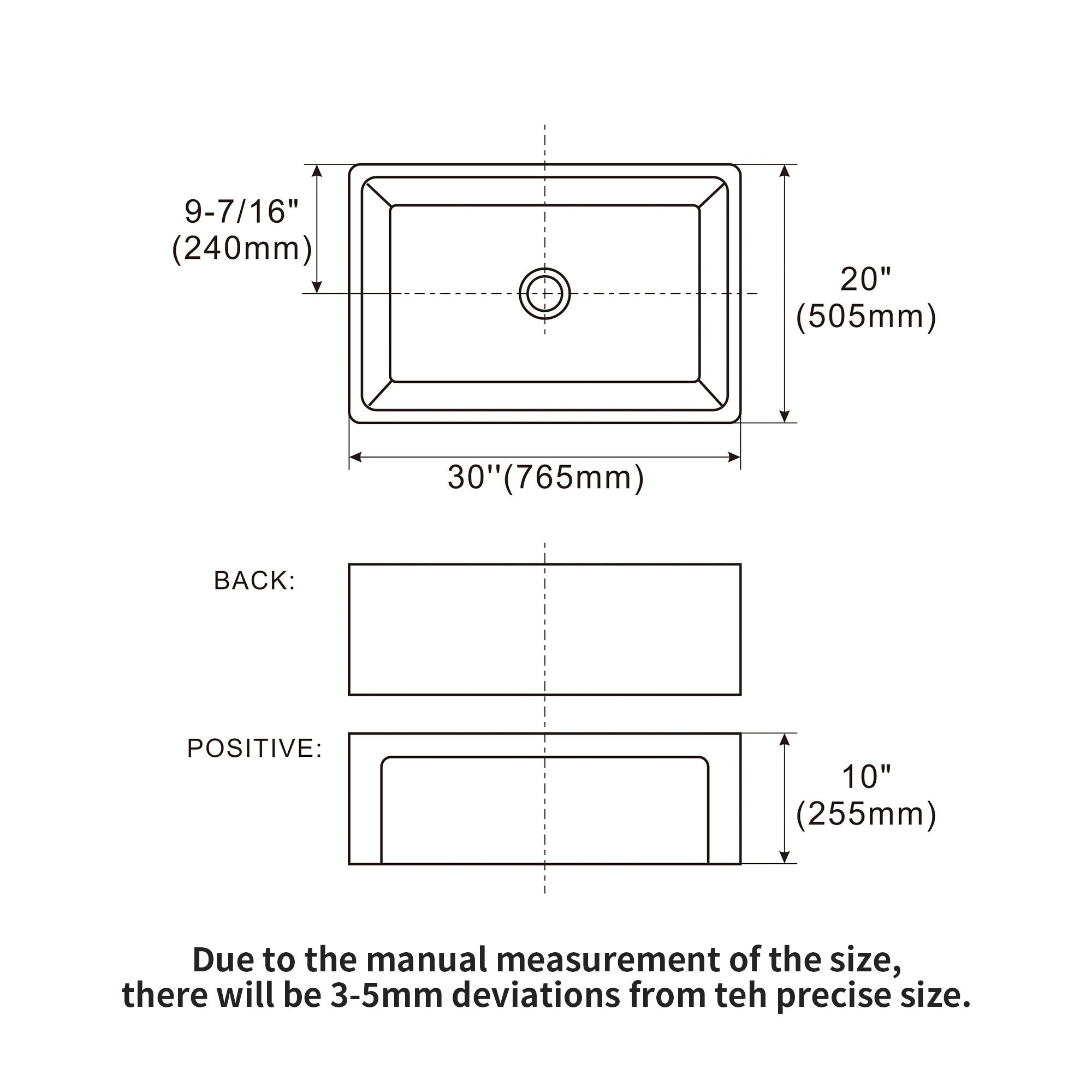 Sink 30" Apron Front Reversible Single Bowl Kitchen Sink With Grid, Strainer - White