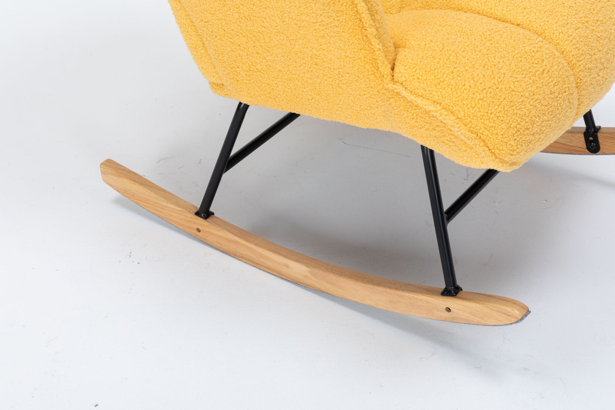 Rocking Chair Nursery, Teddy Upholstered Glider Rocker With High Backrest, Reading Chair Modern Rocking Accent Chairs Glider Recliner For Living Room - Yellow - Best Buy Furniture