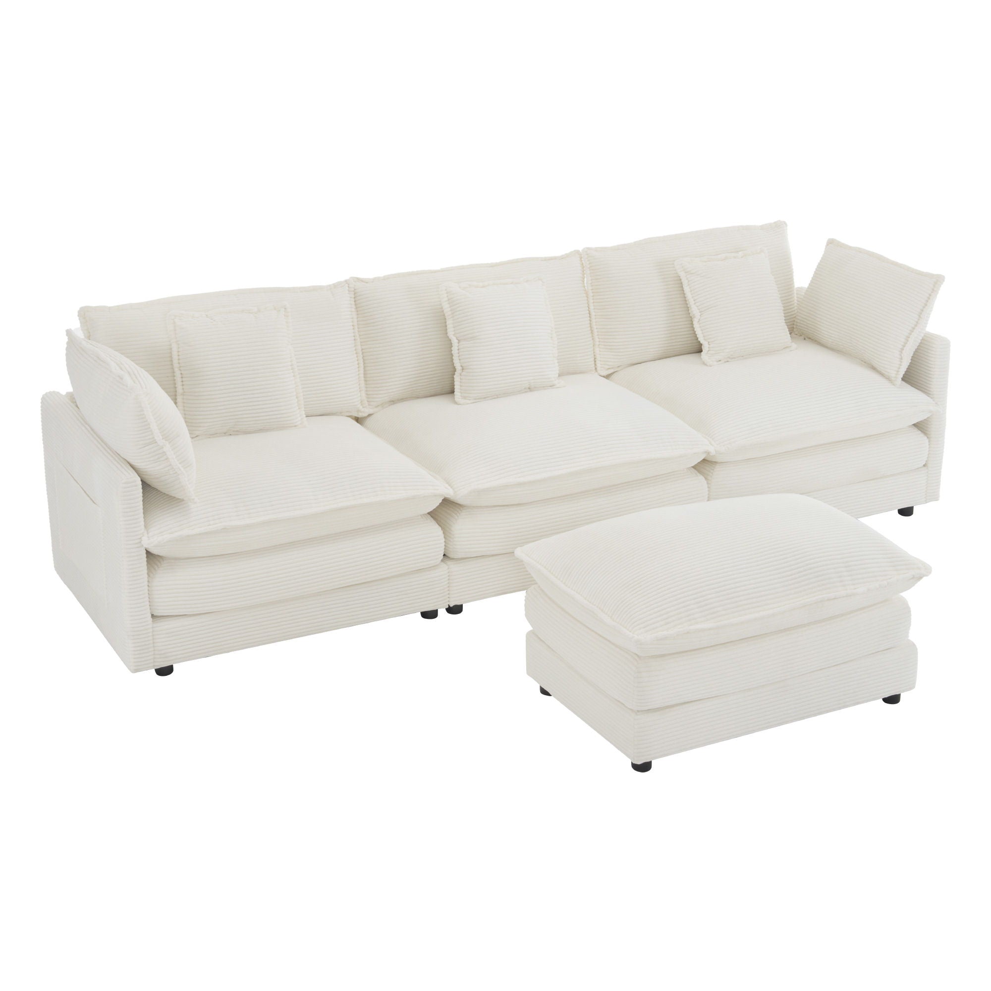 Modern Modular Sectional Sofa With Side Storage Pockets For Living Room