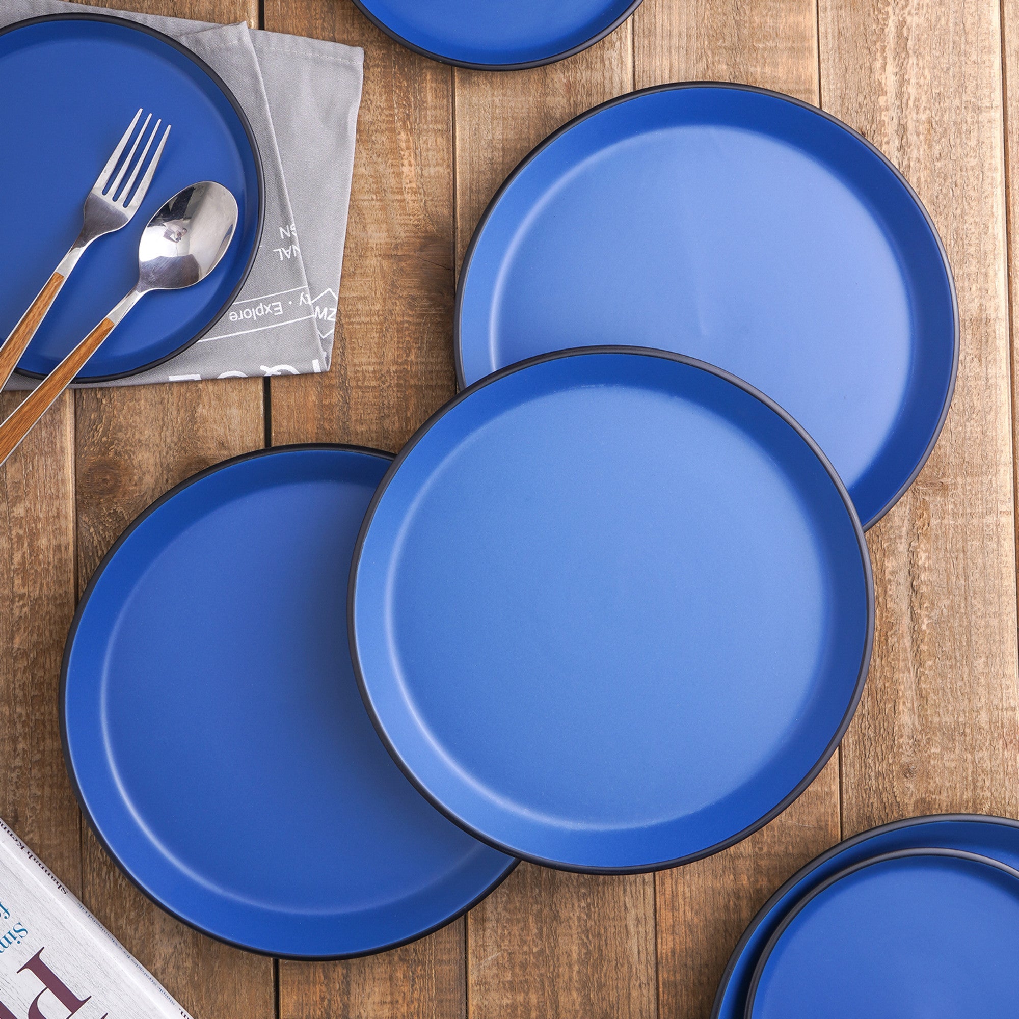 Albie Stoneware Dinner Plate - Blue And Black