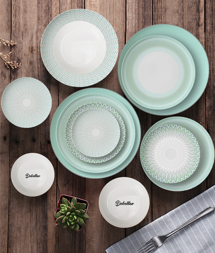 Verte 16-Piece Fine China Plate Set Serves 4
