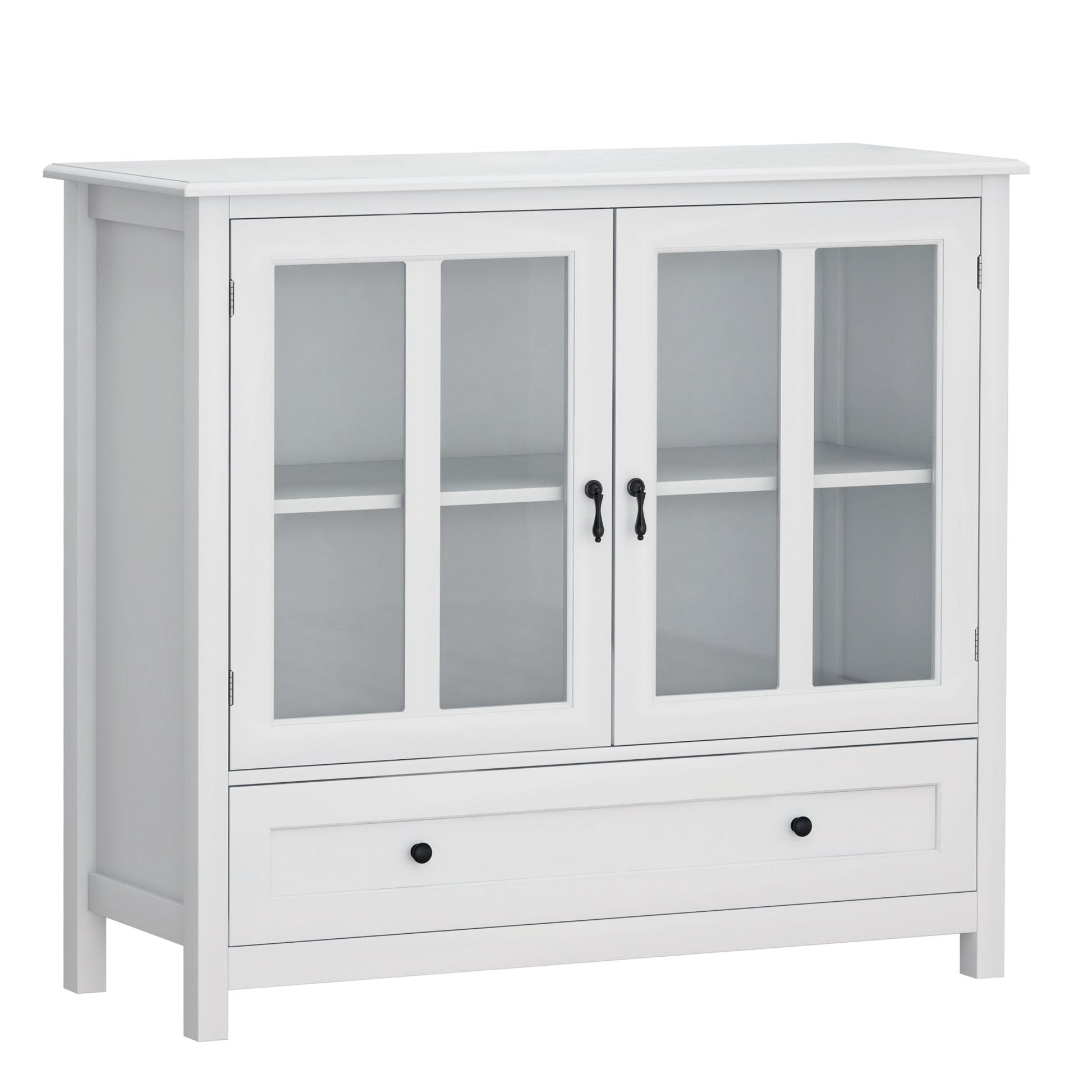 Buffet storage cabinet with double glass doors and unique bell handle - Tuesday Morning - Cabinets & Storage