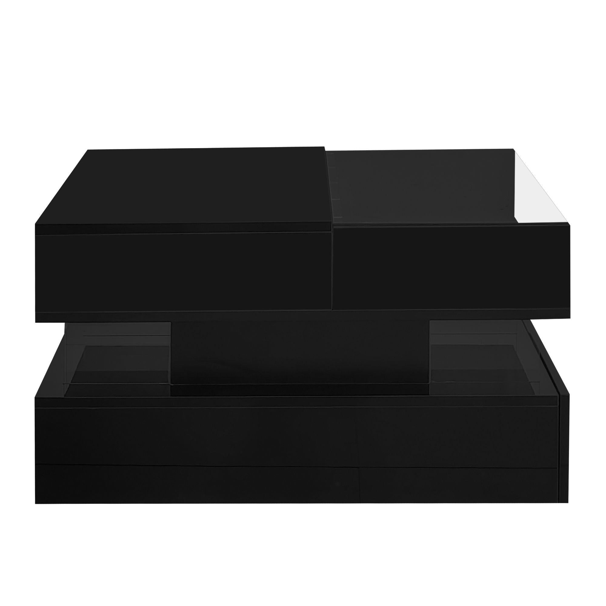 Lift Top Coffee Table With 2 Drawers, Hidden Space And LED Lights For Living Room