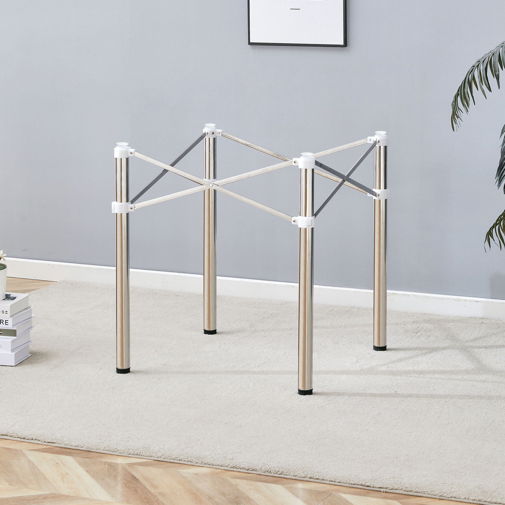 Simple Silver Stainless Steel Folding Table Frame Multifunctional Space Saving Design.Separate Folding Table Legs That Can Be Paired With Various Sizes And Styles Of Tabletops - Silver - Best Buy Furniture