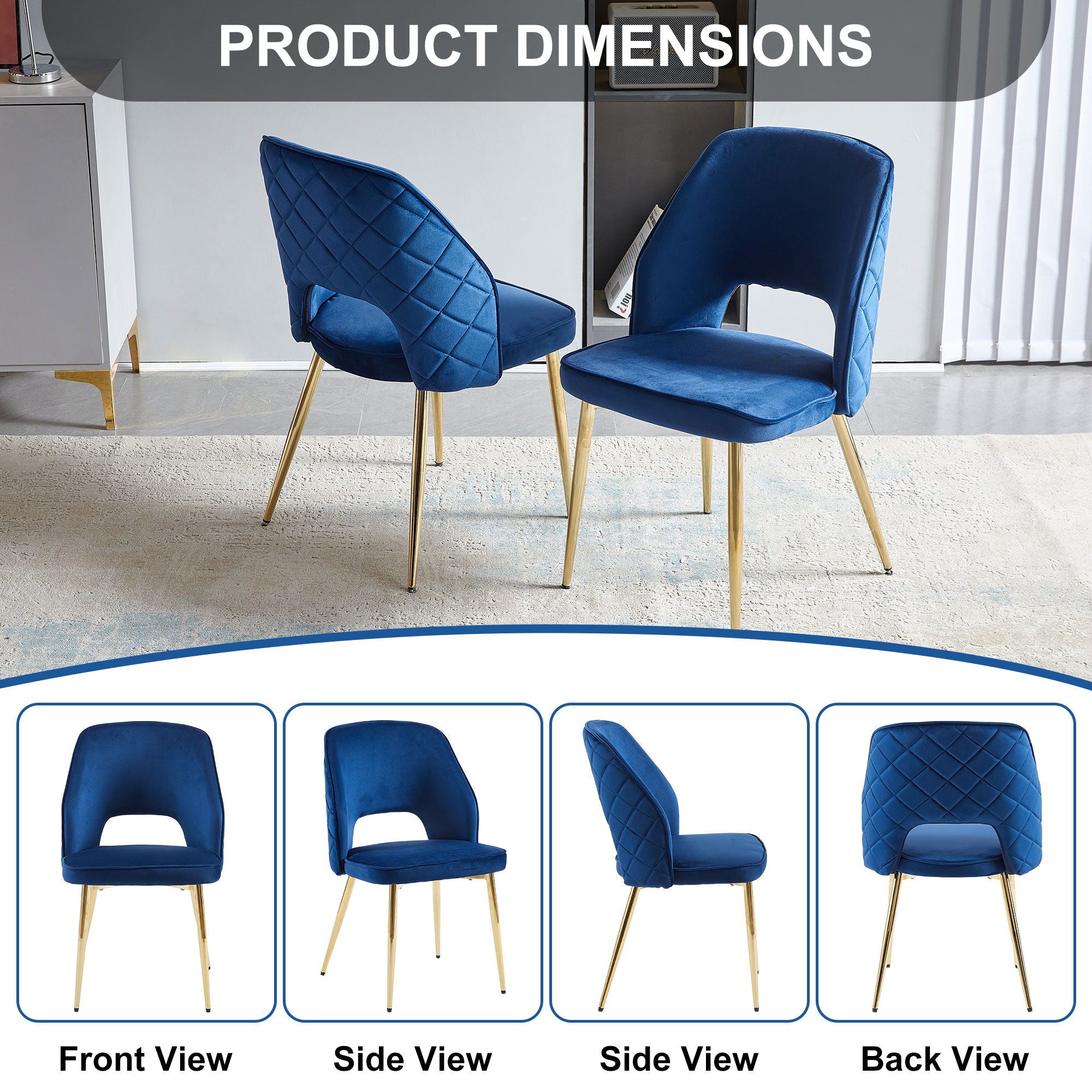 Velvet Dining Chairs With Metal Legs And Hollow Back Upholstered Dining Chairs - Best Buy Furniture