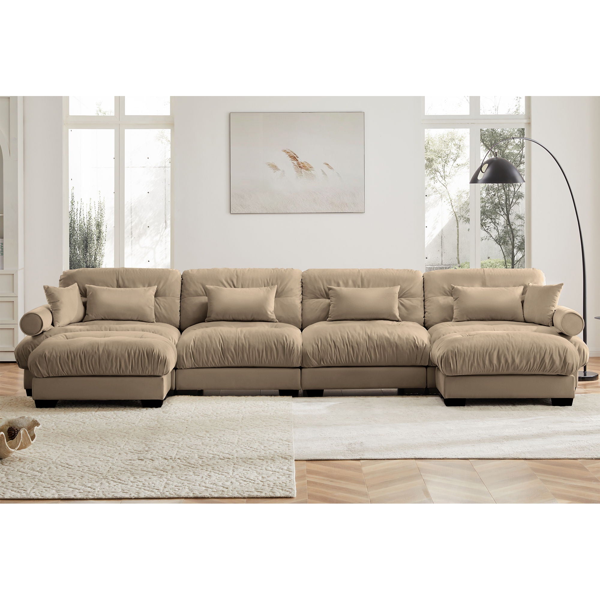 Super Comfort Oversized Modular Sectional Sofa With Movable Ottoman