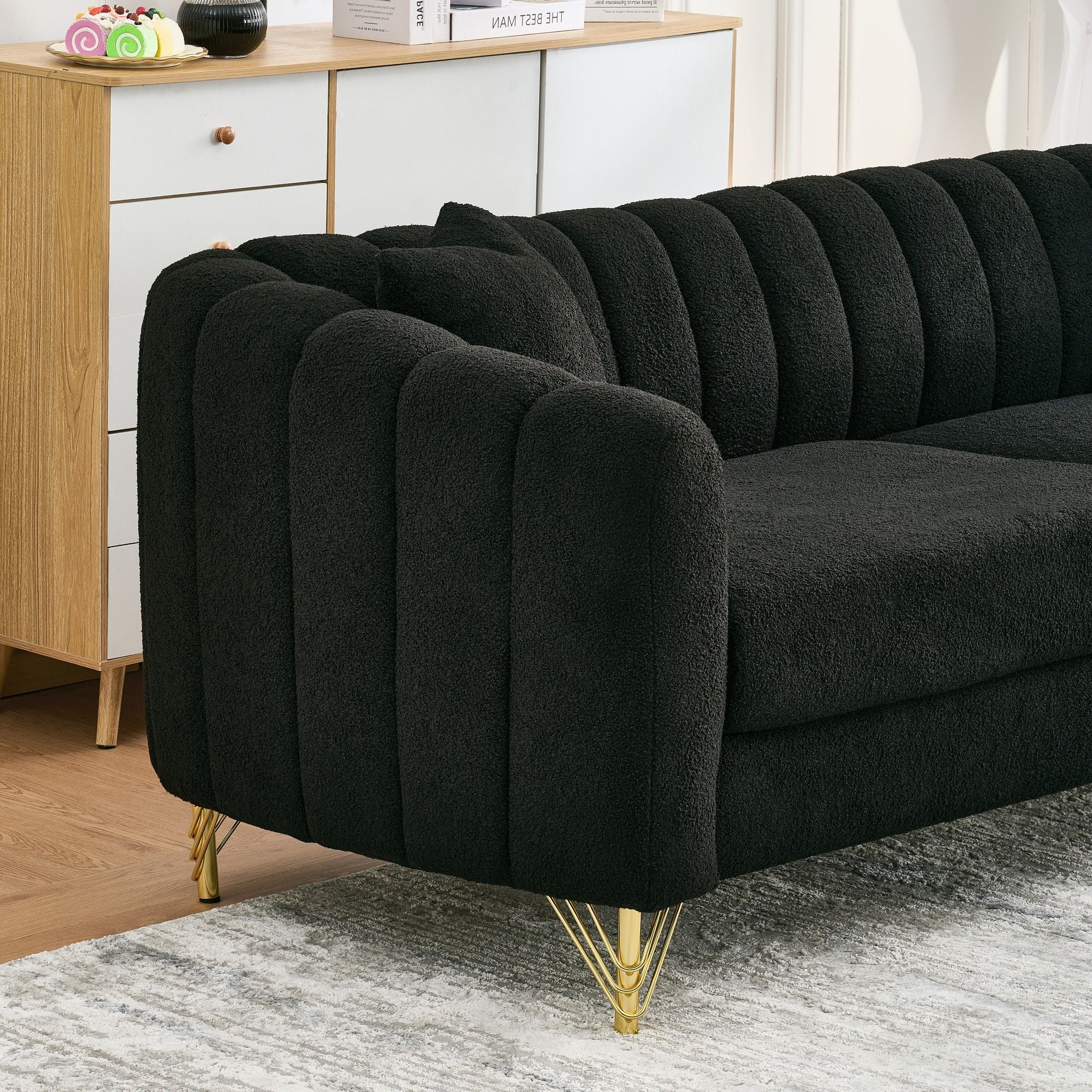 Oversized Sofa, 3 And 3 Seater, Tufted Couch For Living Room - Black
