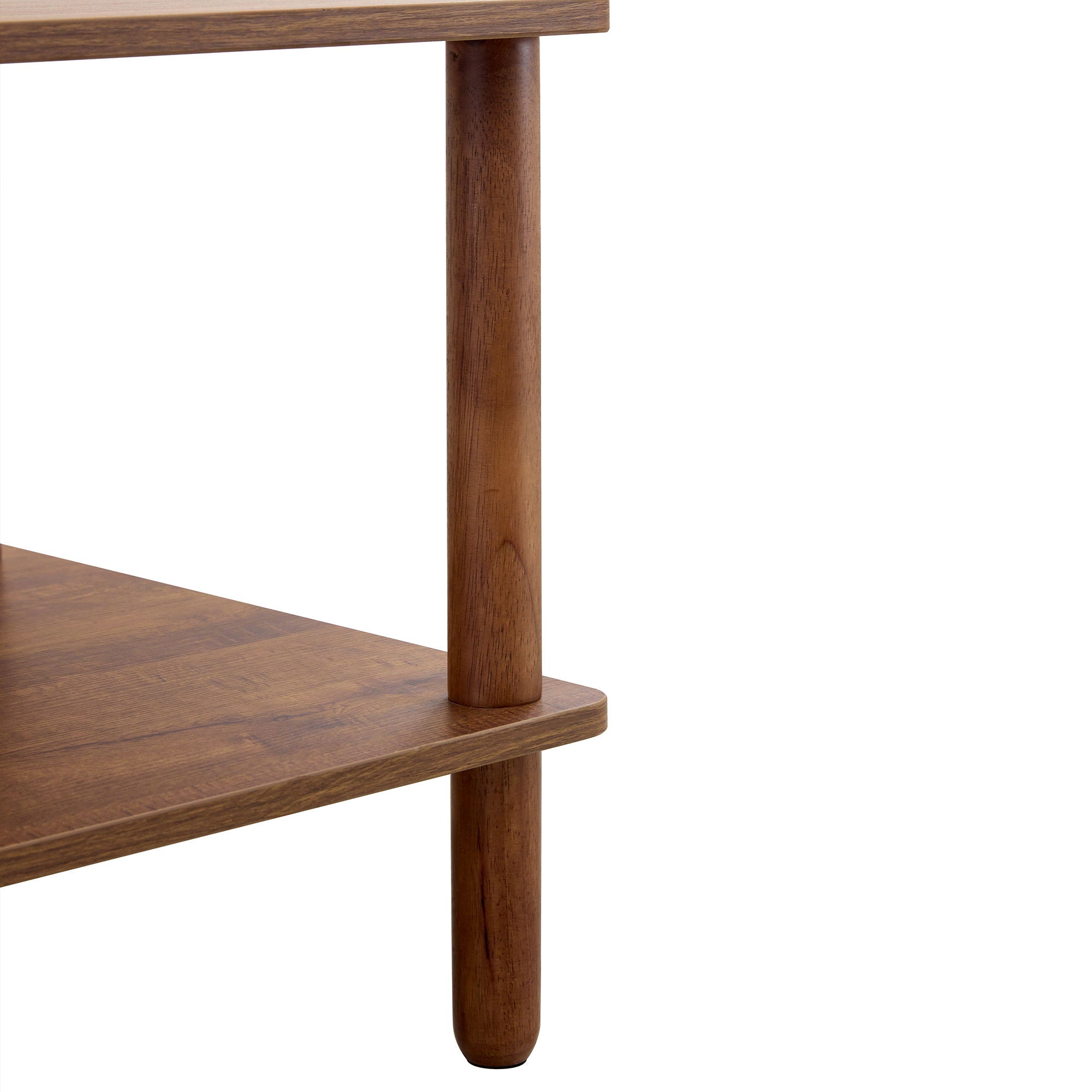 Modern 2 Tier, Rectangular Center Coffee Table With Open Storage Shelf, Rounded Legs