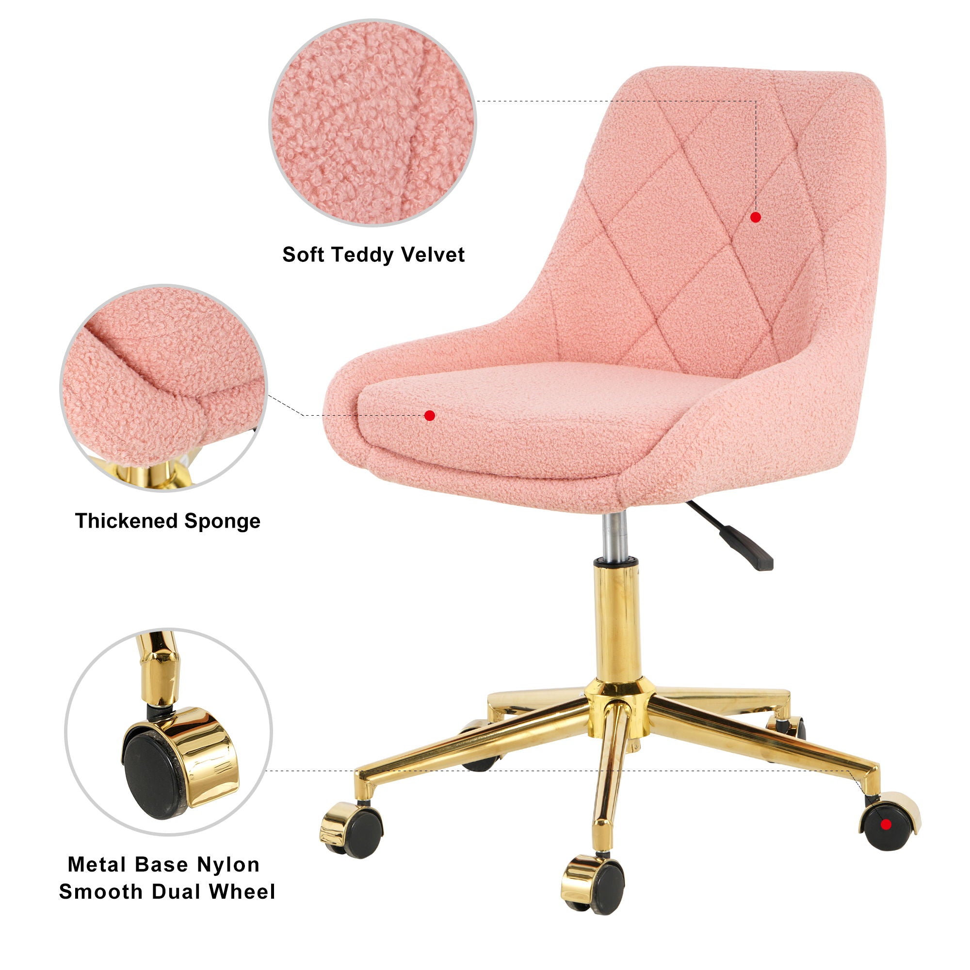Modern Teddy Velvet Fabric Chair With Gold Plated 5 Claw Legs