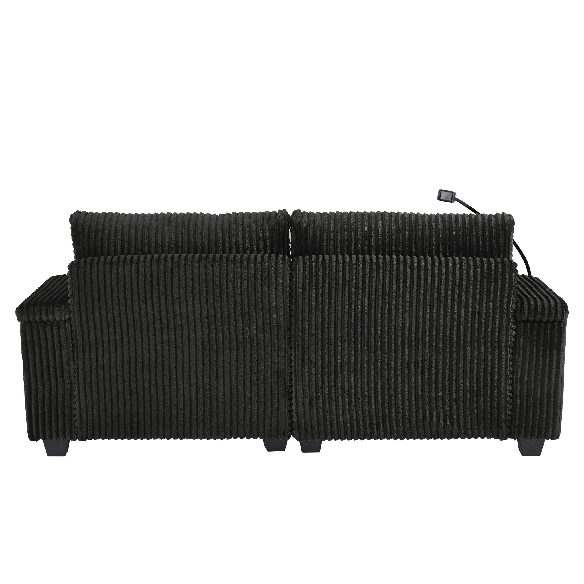 Modern Chaise Sofa With Adjustable Backrest, Cup Holders, Phone Holder & Storage Compartments For Living Room