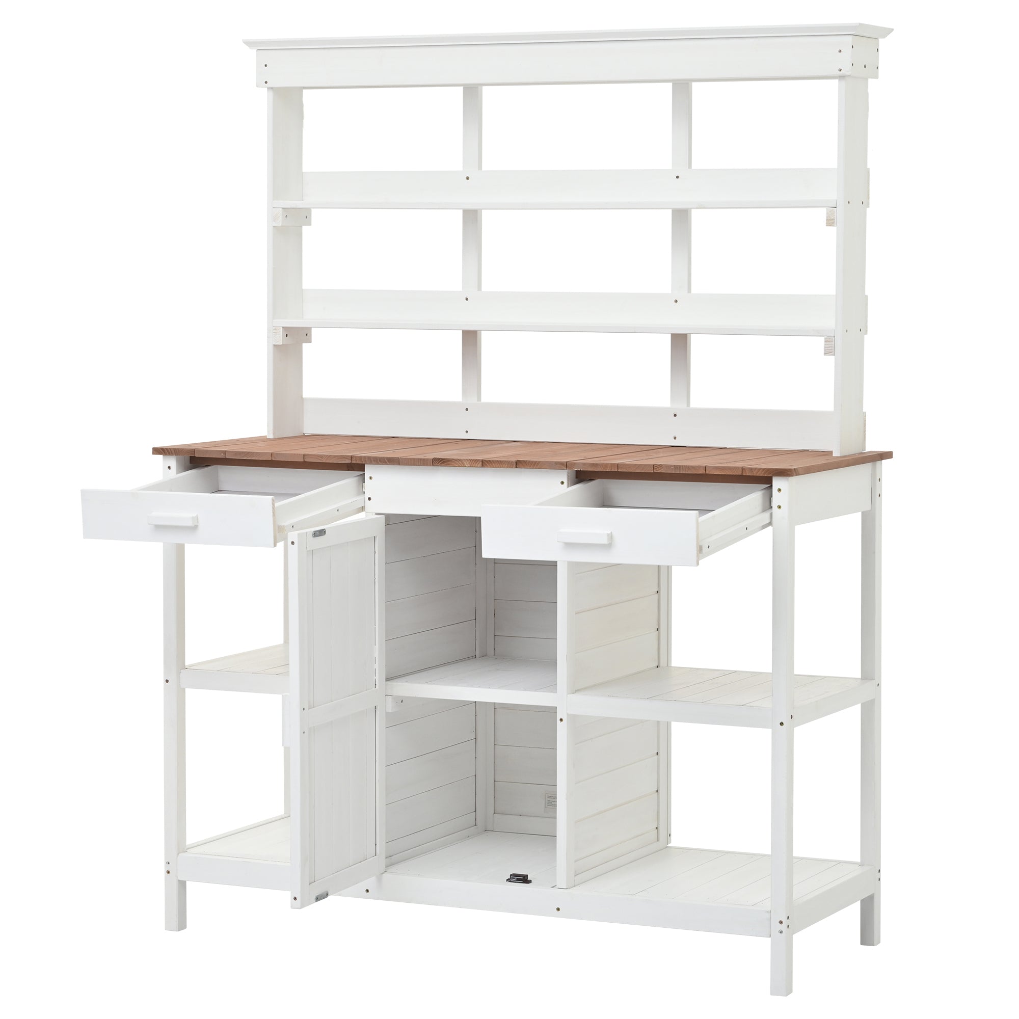 Topmax 66' Large Outdoor Farmhouse Wooden Potting Bench Table
