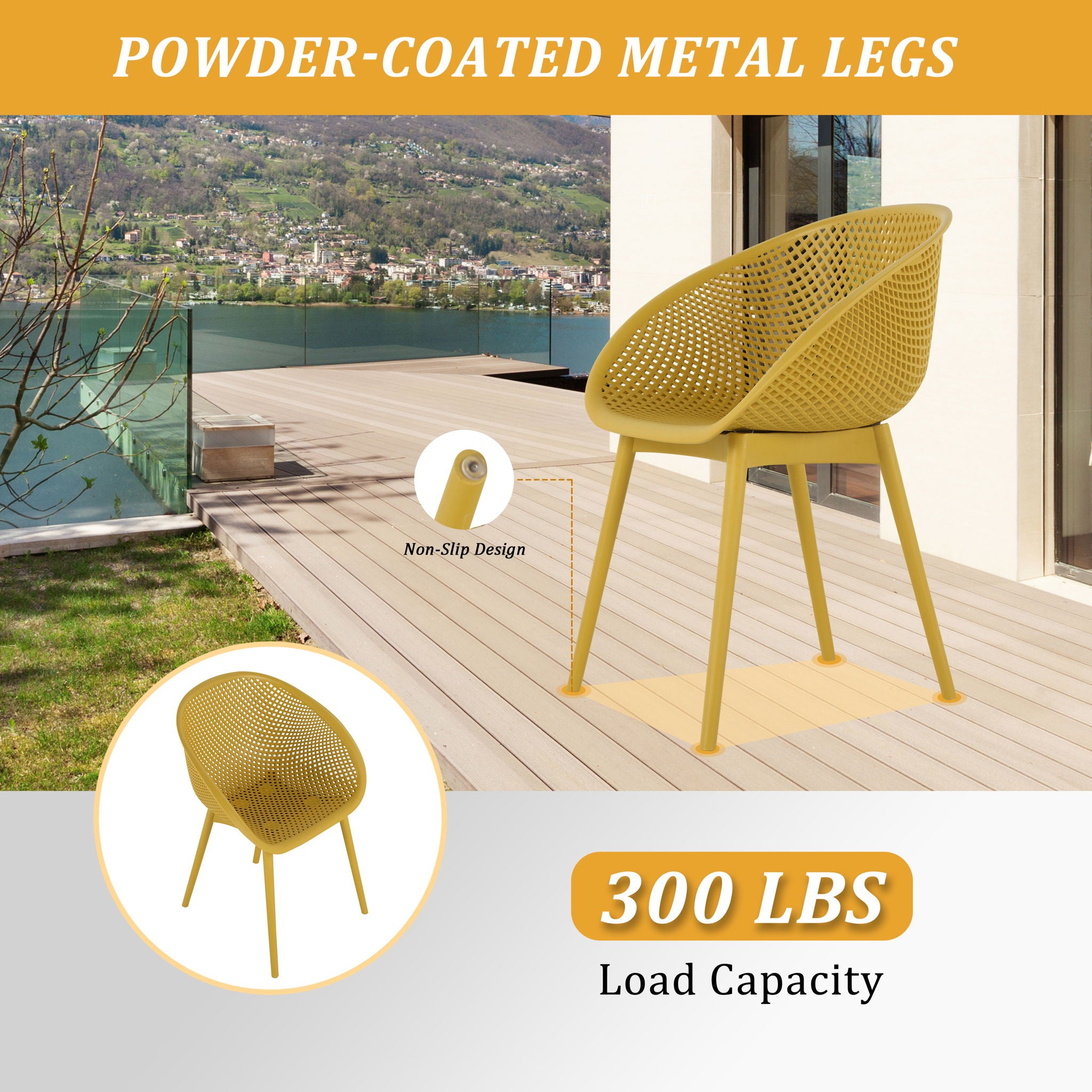 2 Piece Durable Single Chair With Mesh Hollow Out Design