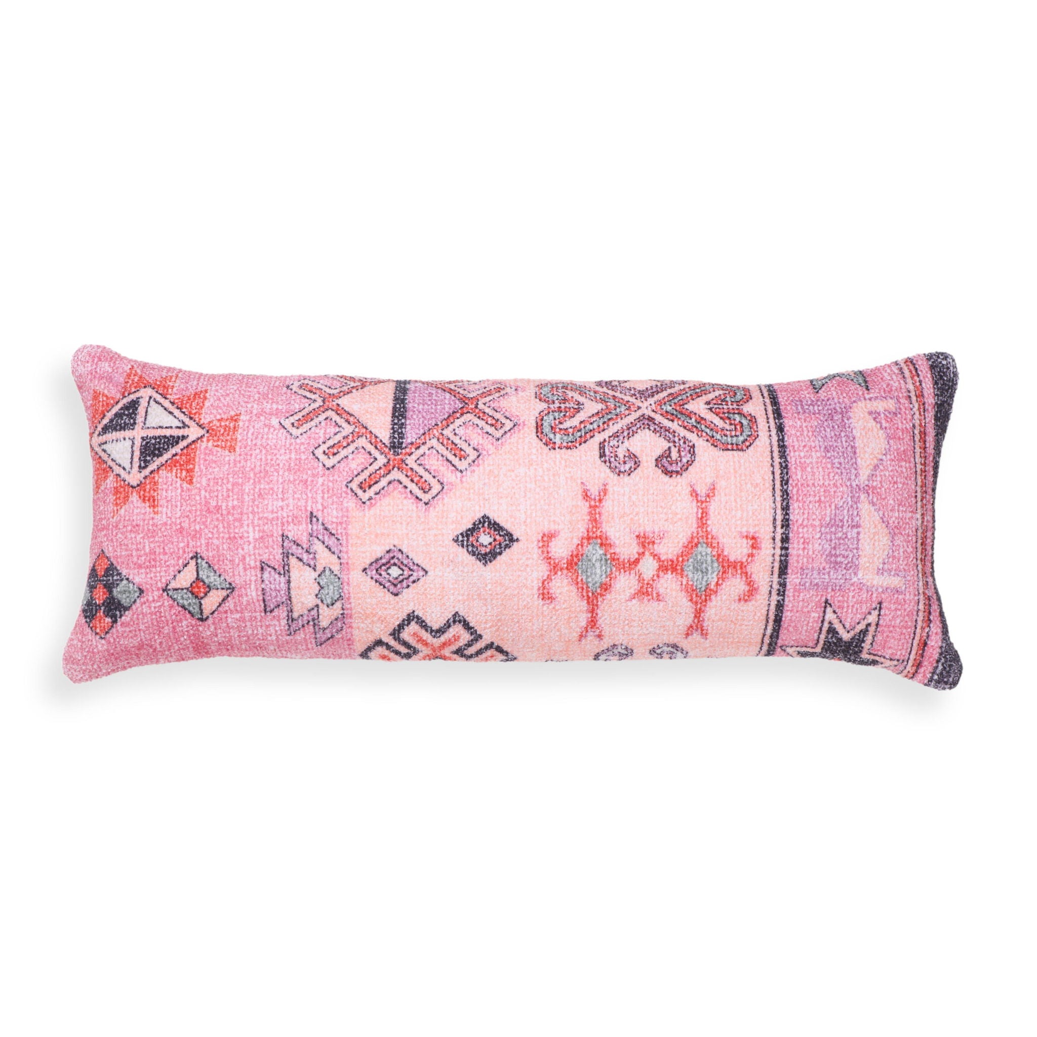 Persia - 27" x 10" Cotton Bolster Pillow - Pink