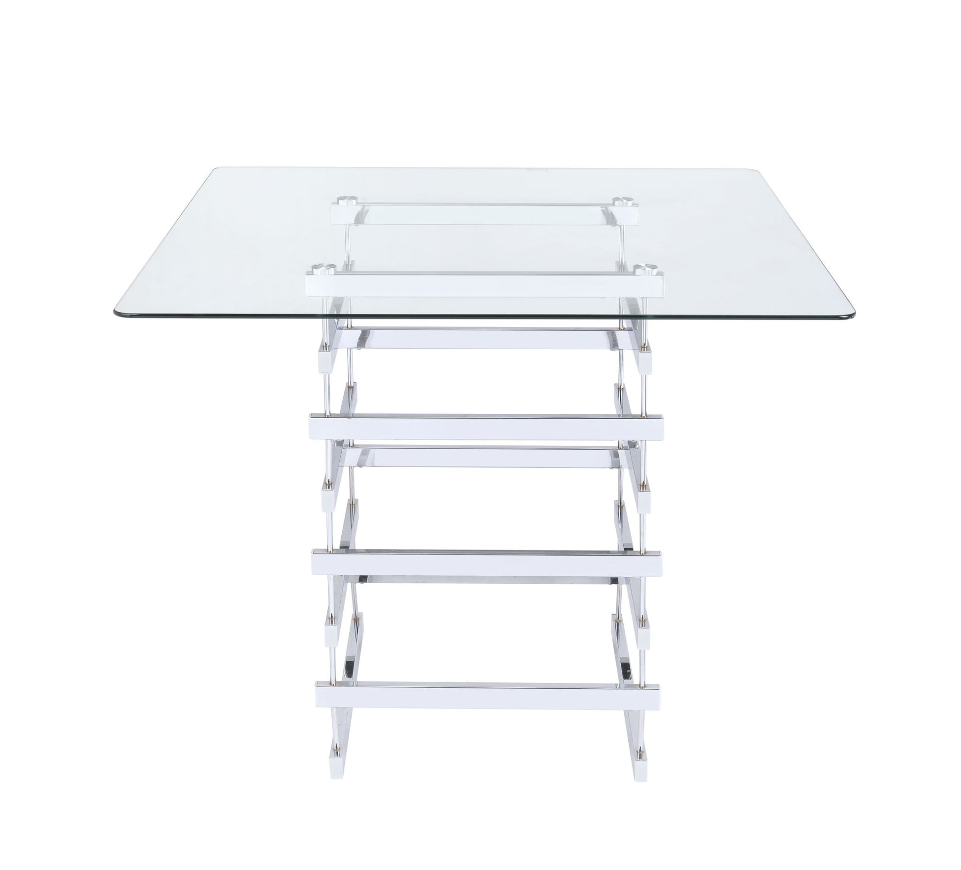 Nadie - Clear Glass Top Counter Height Table - Chrome - Best Buy Furniture