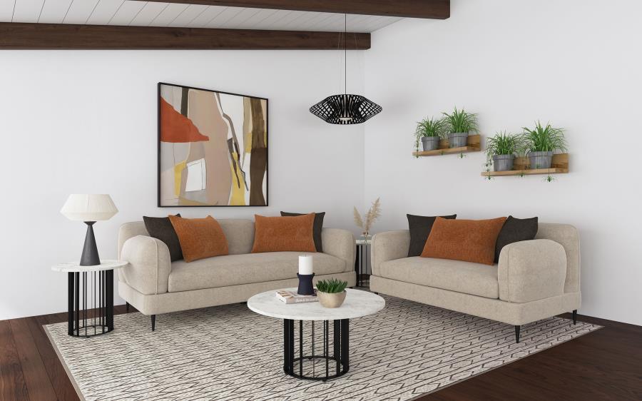 Jade - Chenille Upholstered Modern Track Arm Loveseat