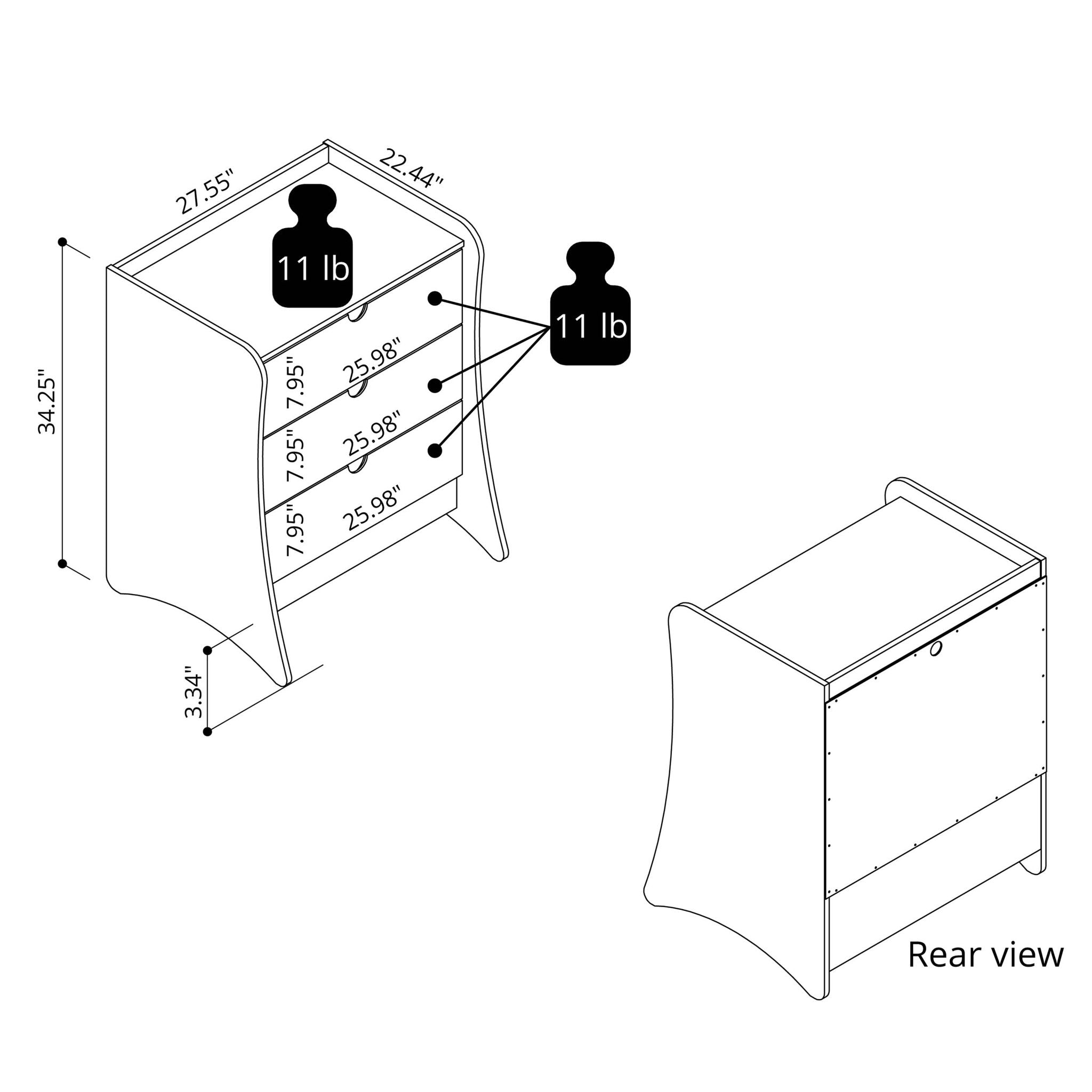 Coney - Nightstand With 3 Drawers