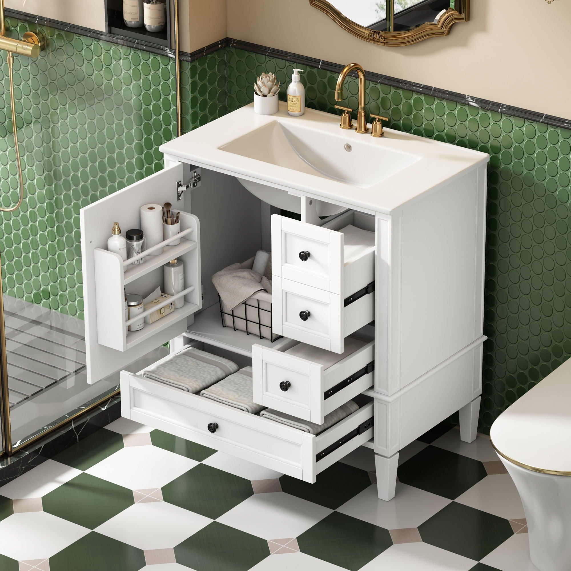 Bathroom Vanity With Sink, Storage Cabinet With 3 Drawers