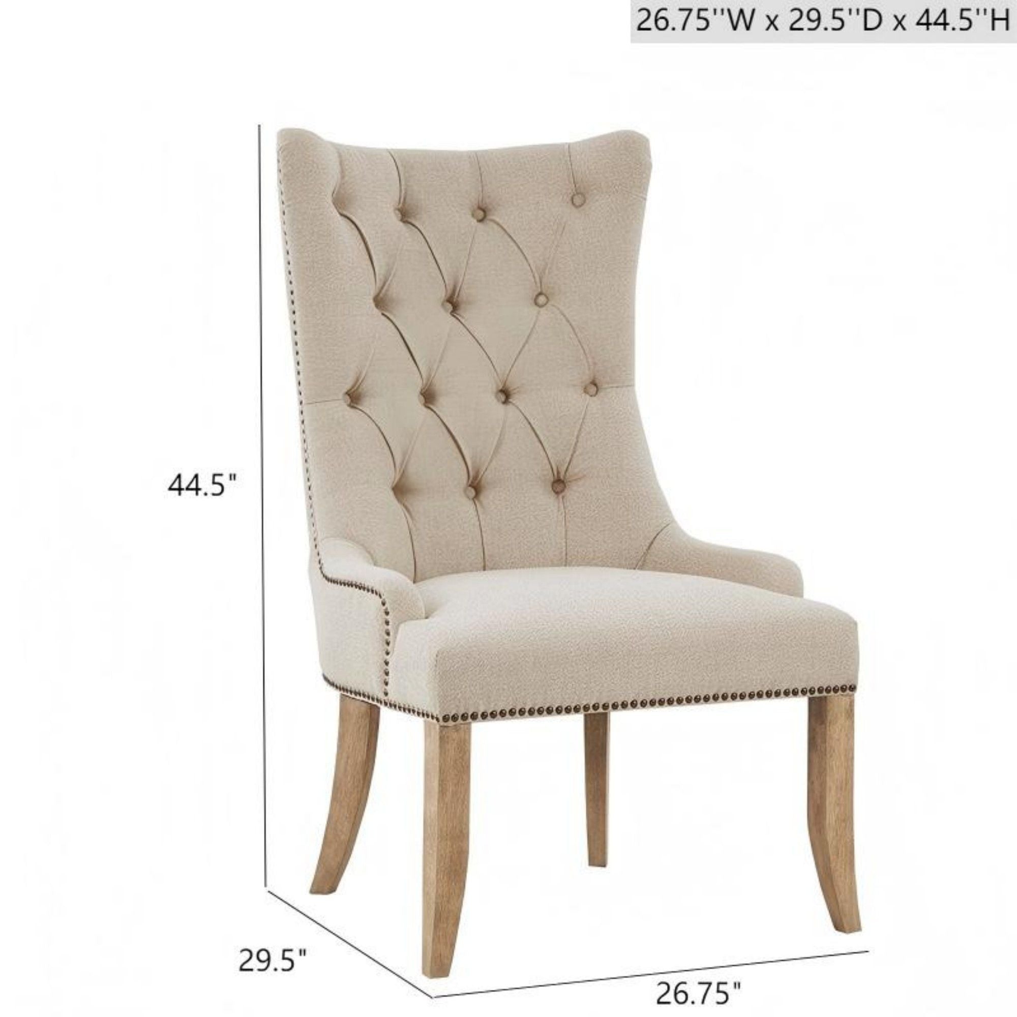 Lucas - Button Tufted Captain Accent Chair High Back - Cream