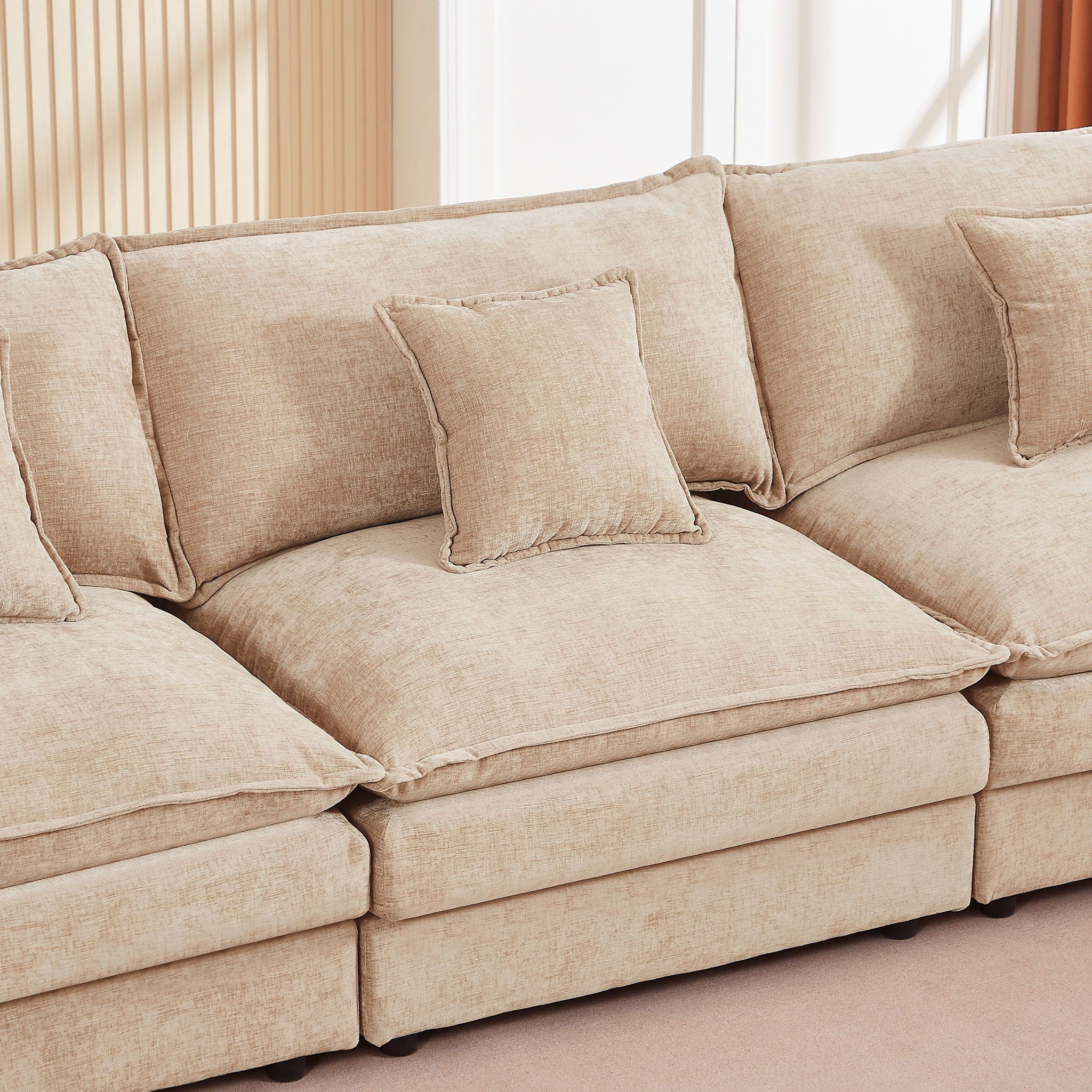 Modular L-Shaped Sectional Sofa With Movable Ottoman