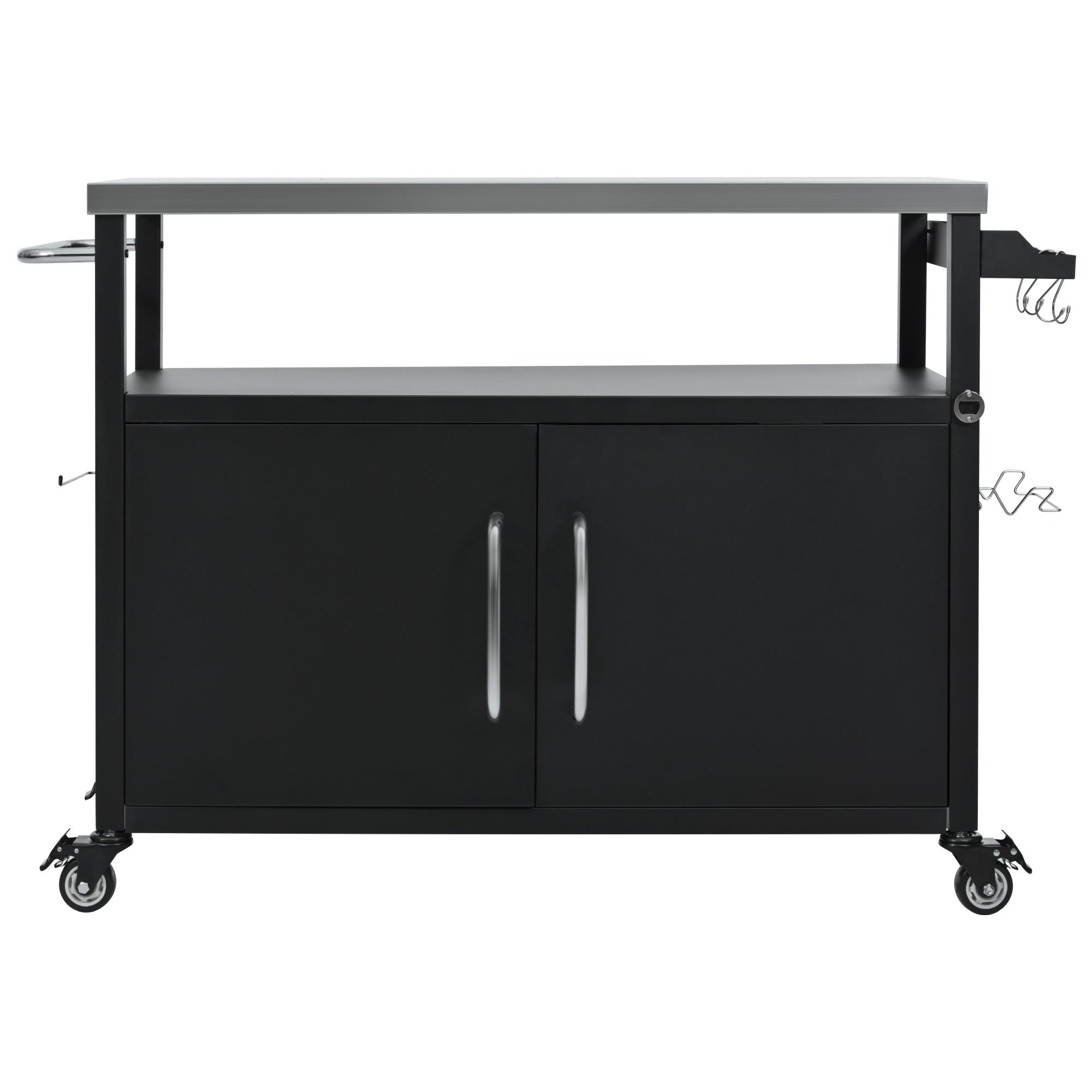 K&K 54.5" Outdoor Kitchen Island with Stainless Steel Tabletop