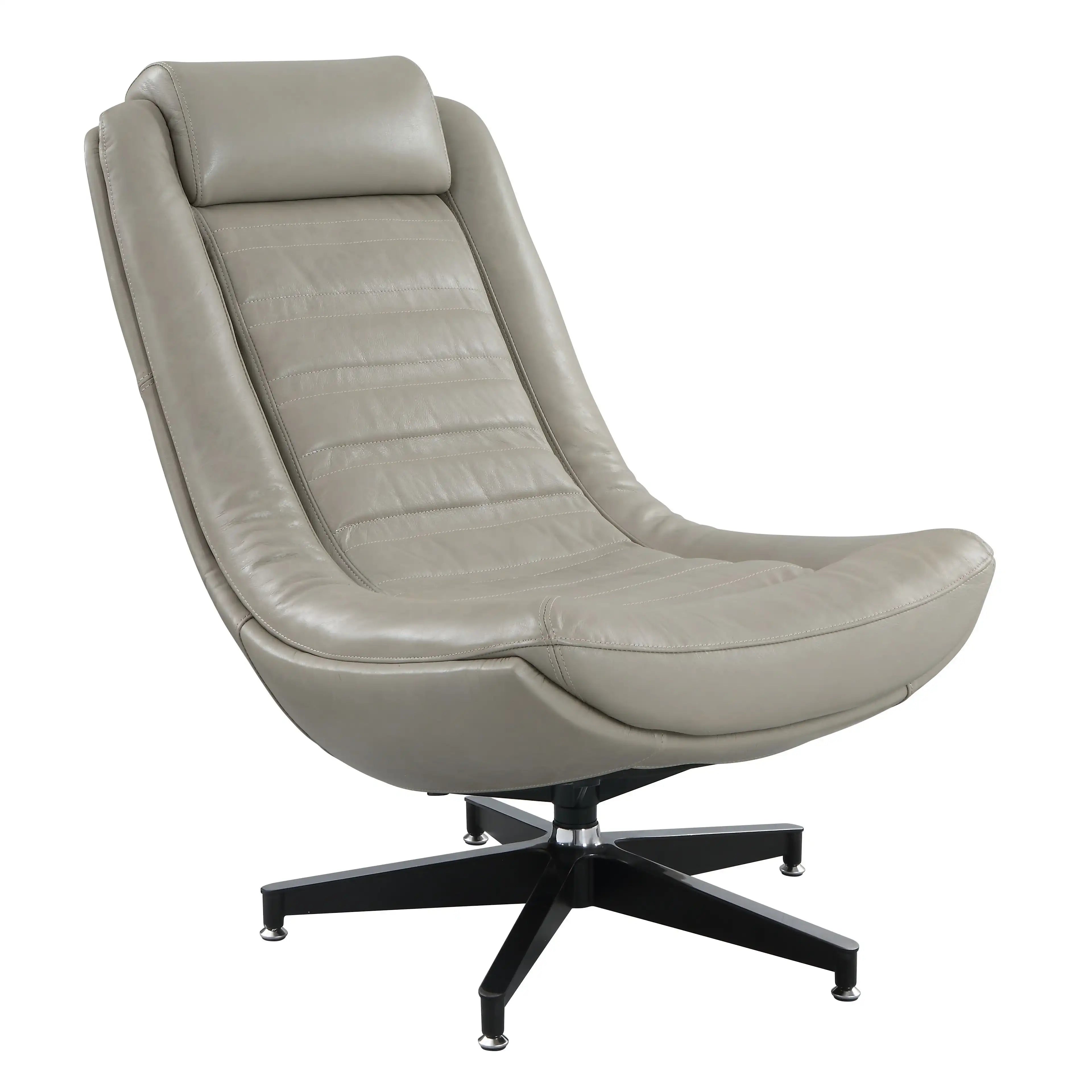 Piran - Top Grain Leather Accent Chair With Swivel - Twilight - Best Buy Furniture