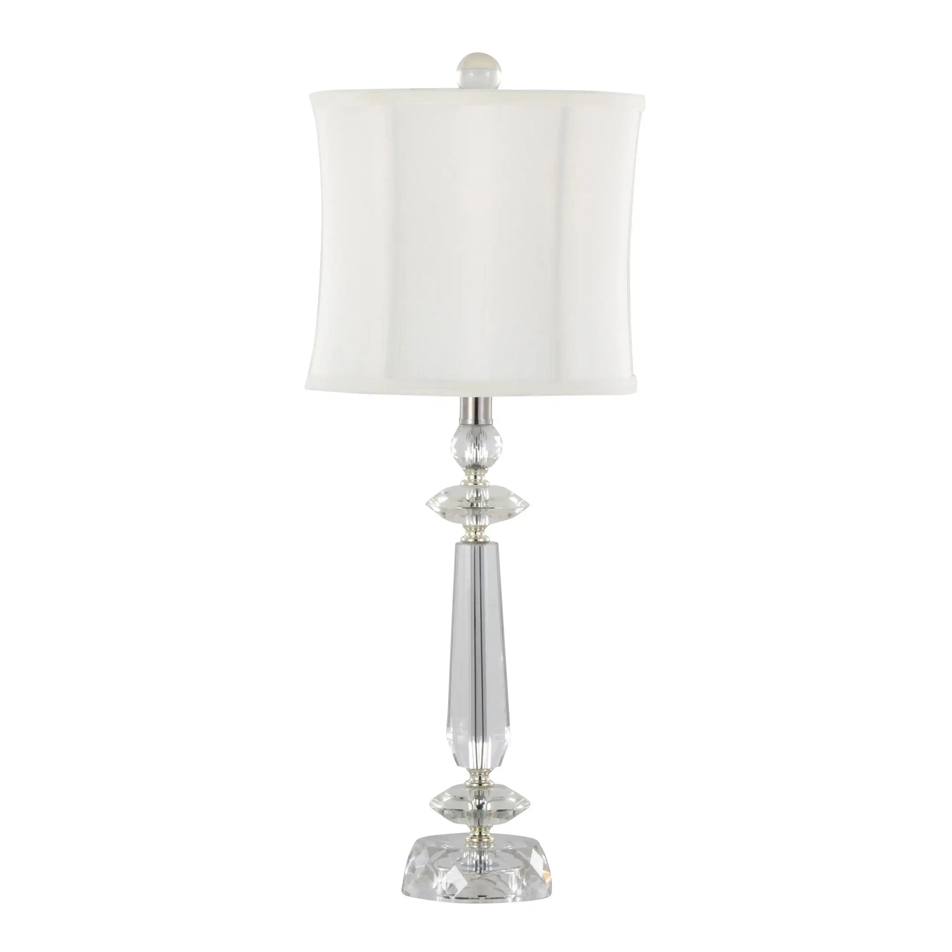 Karat - Contemporary Crystal Table Lamp (Set of 2) - Clear Crystal / Chrome / White Softback - Best Buy Furniture