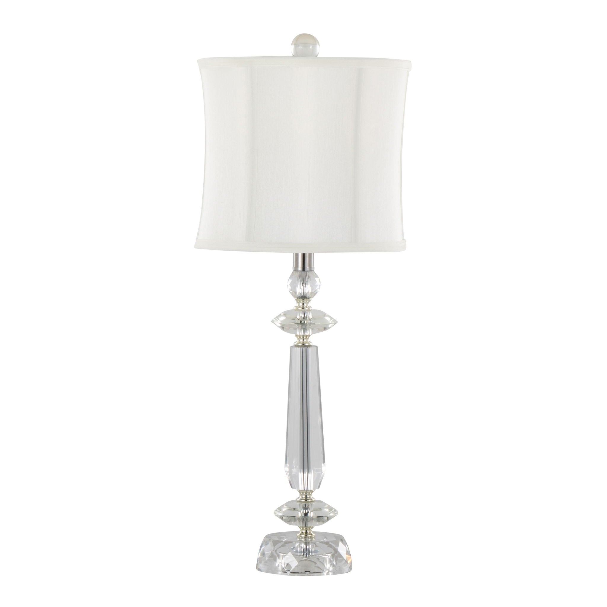 Karat - Contemporary Crystal Table Lamp (Set of 2) - Clear Crystal / Chrome / White Softback - Best Buy Furniture