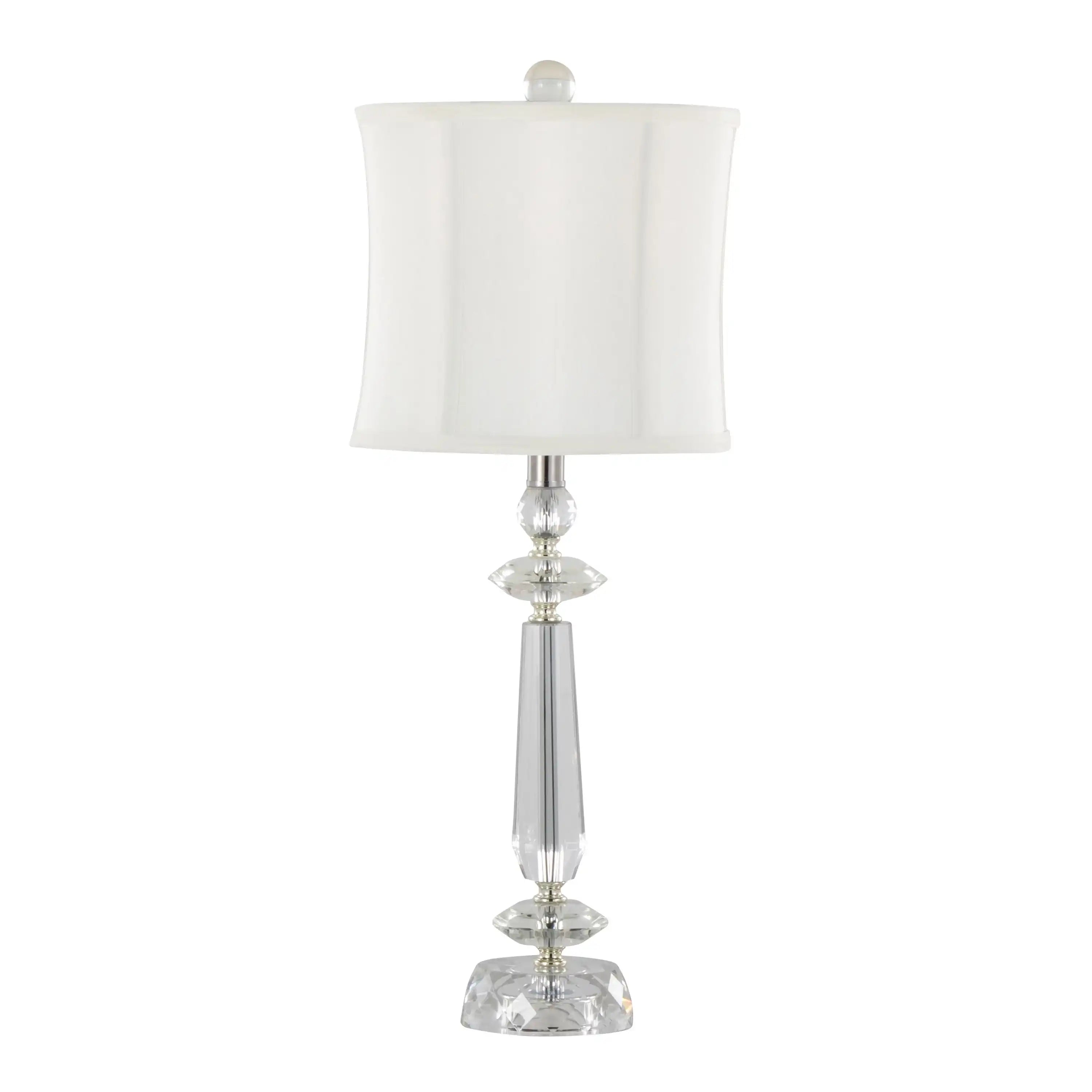 Karat - Contemporary Crystal Table Lamp (Set of 2) - Clear Crystal / Chrome / White Softback - Best Buy Furniture