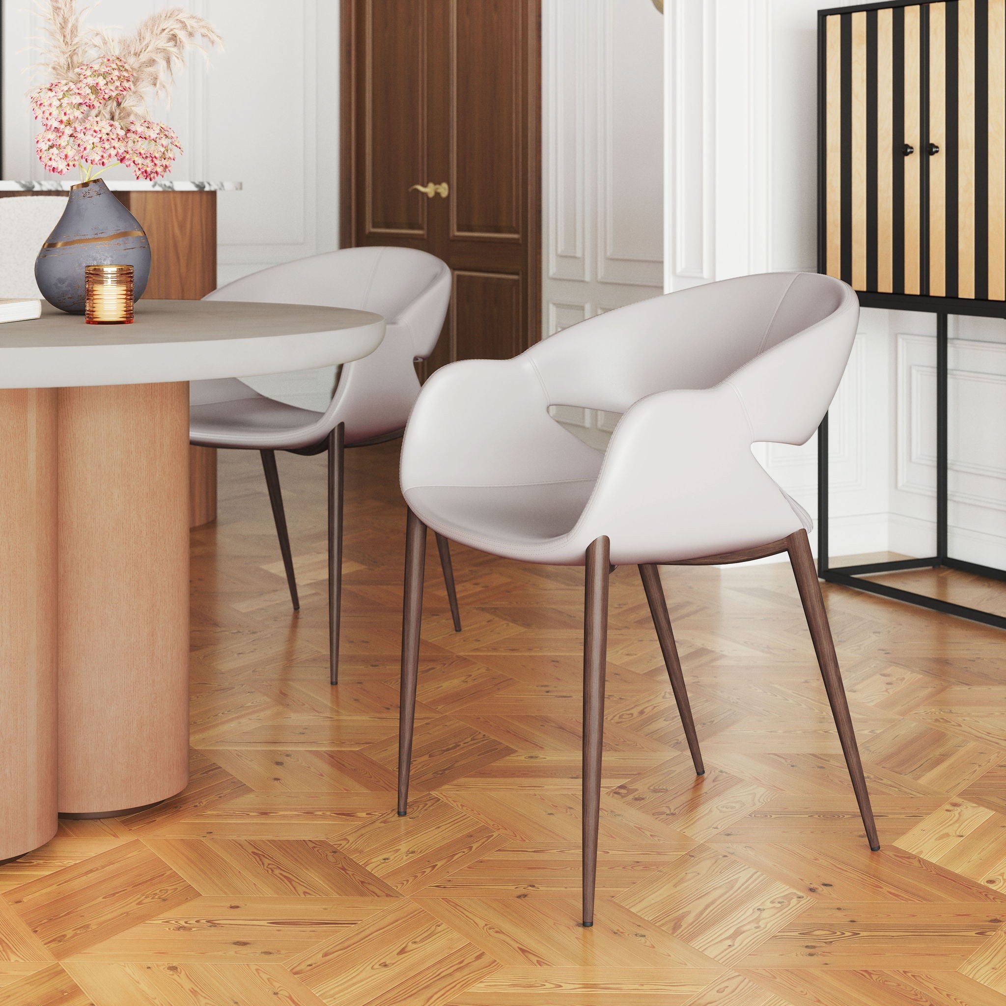 Limay - Dining Chair (Set of 2) - Beige / Walnut