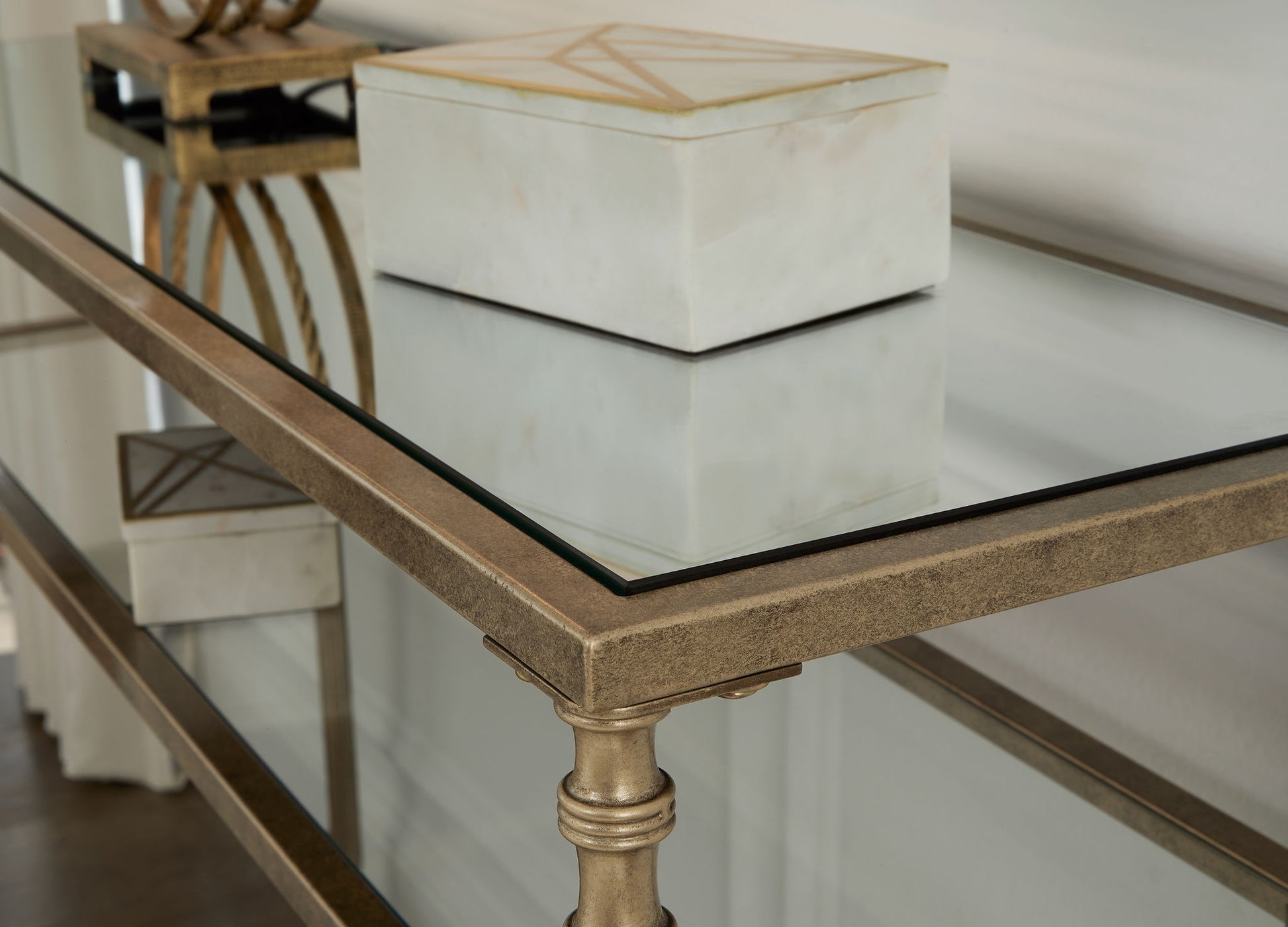 Cloverty - Sofa Table - Aged Gold Finish - Best Buy Furniture