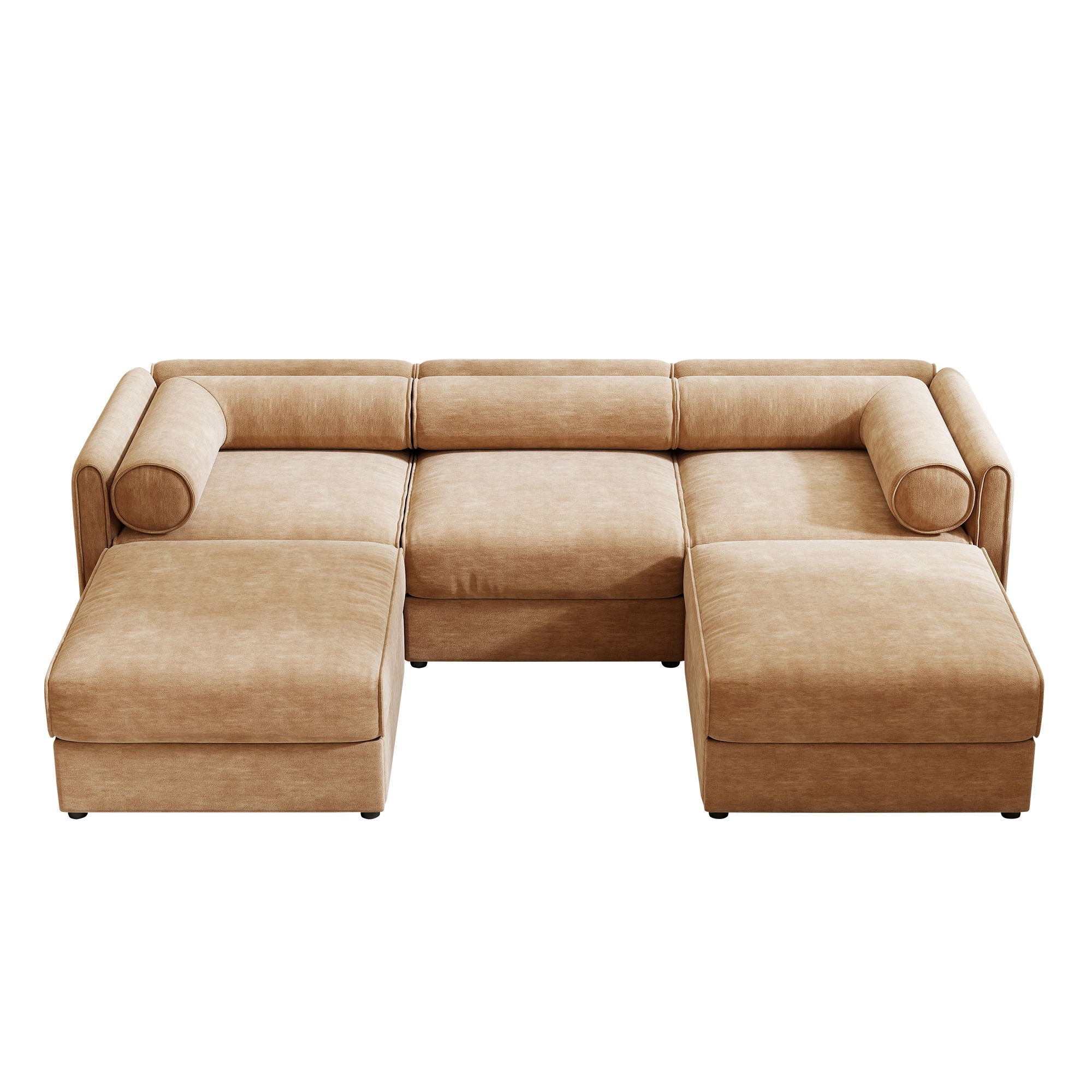 Contemporary Elegant White Chenille Sofa With Storage And Ottoman