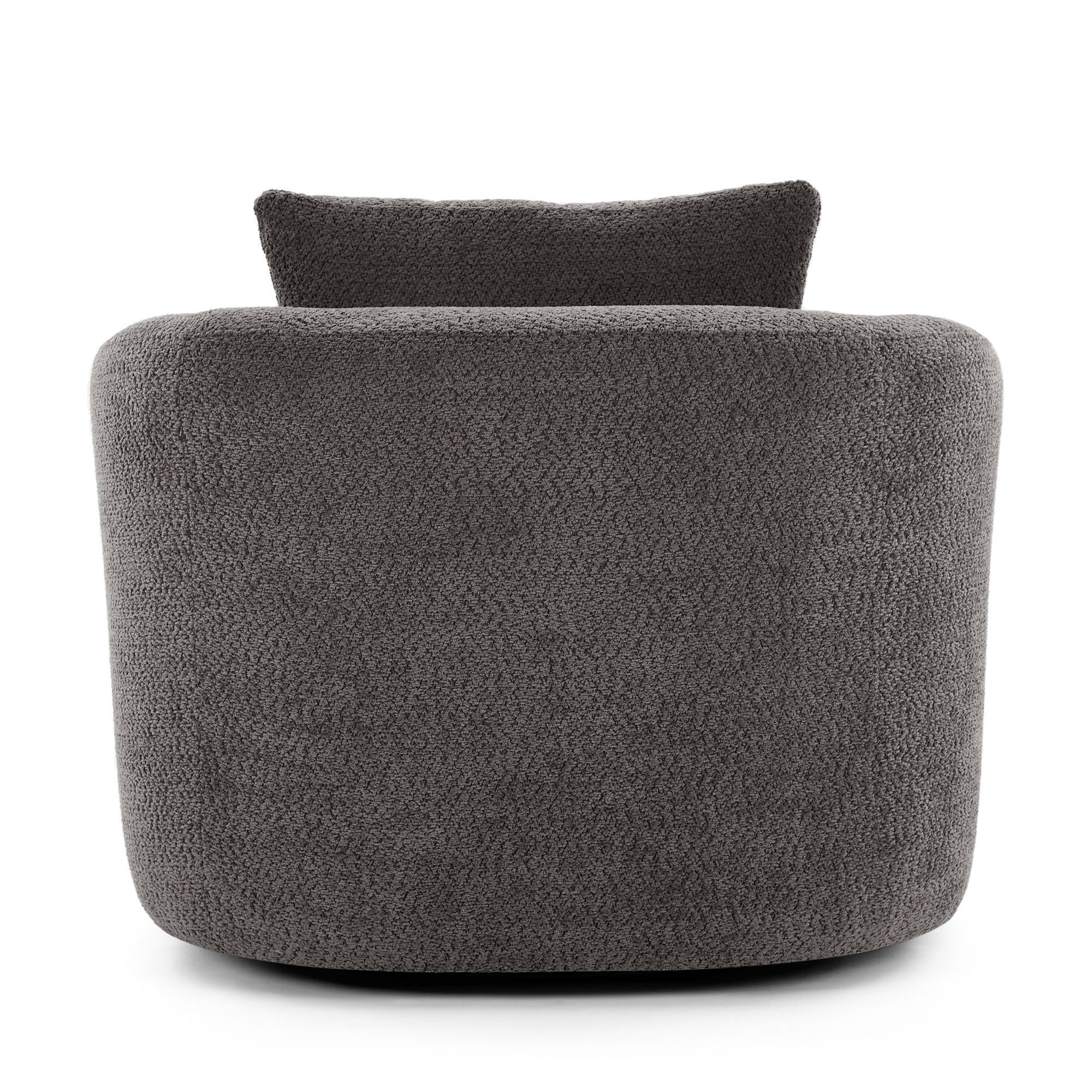 360° Swivel Barrel Sofa Chair With Throw Pillow, Chenille Upholstered Accent Chair