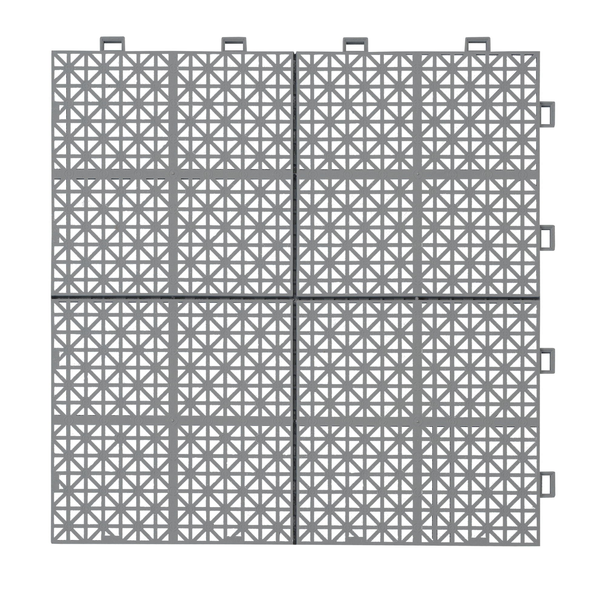 Interlocking Deck Tiles Plastic Waterproof Outdoor All Weather Anti-Slip Bathroom Shower Balcony Porch Strong Weight Capacity Upto 6613 Lbs, Rosette Pattern